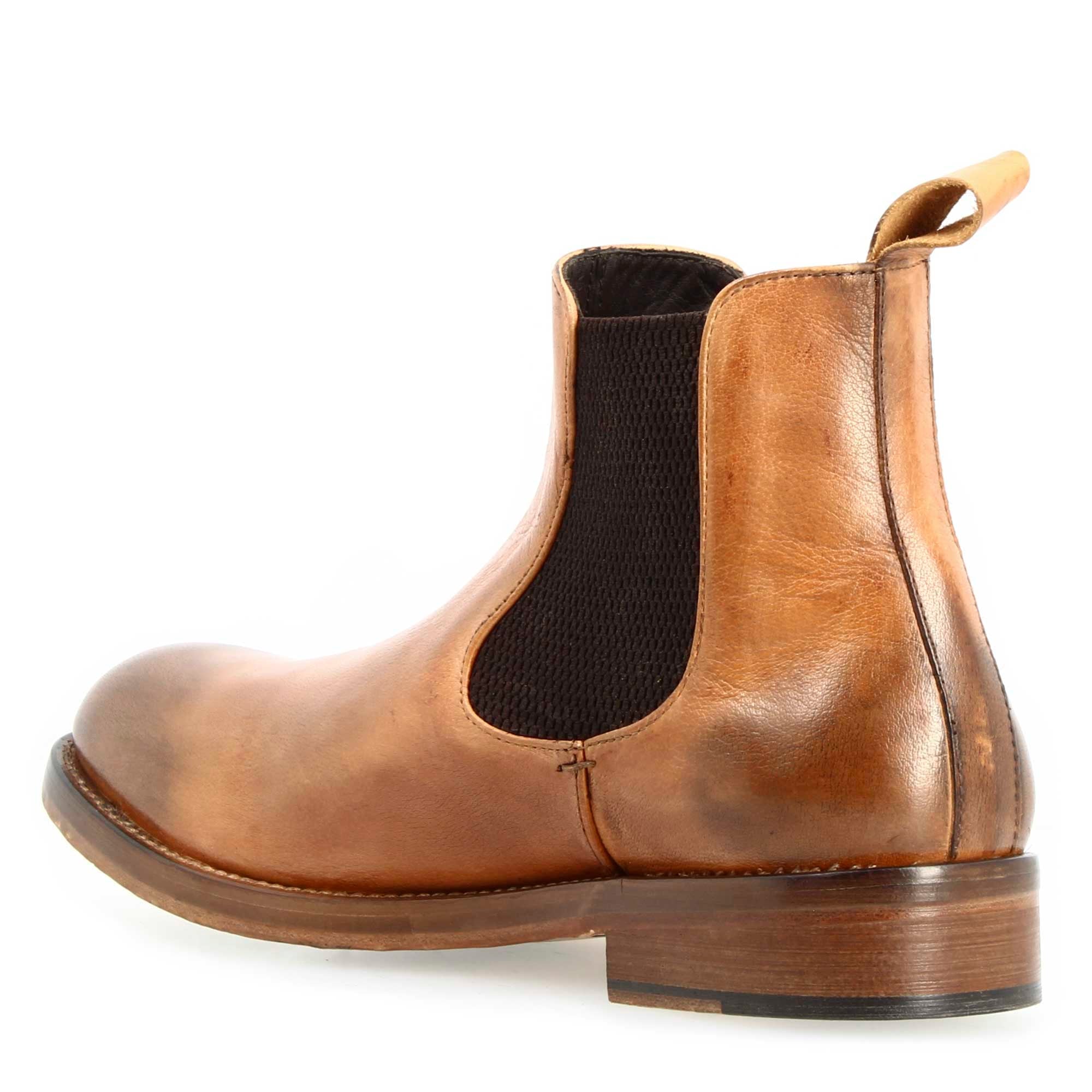 Leonardo Shoes Diver Chelsea Uomo Pelle Marrone Chiaro