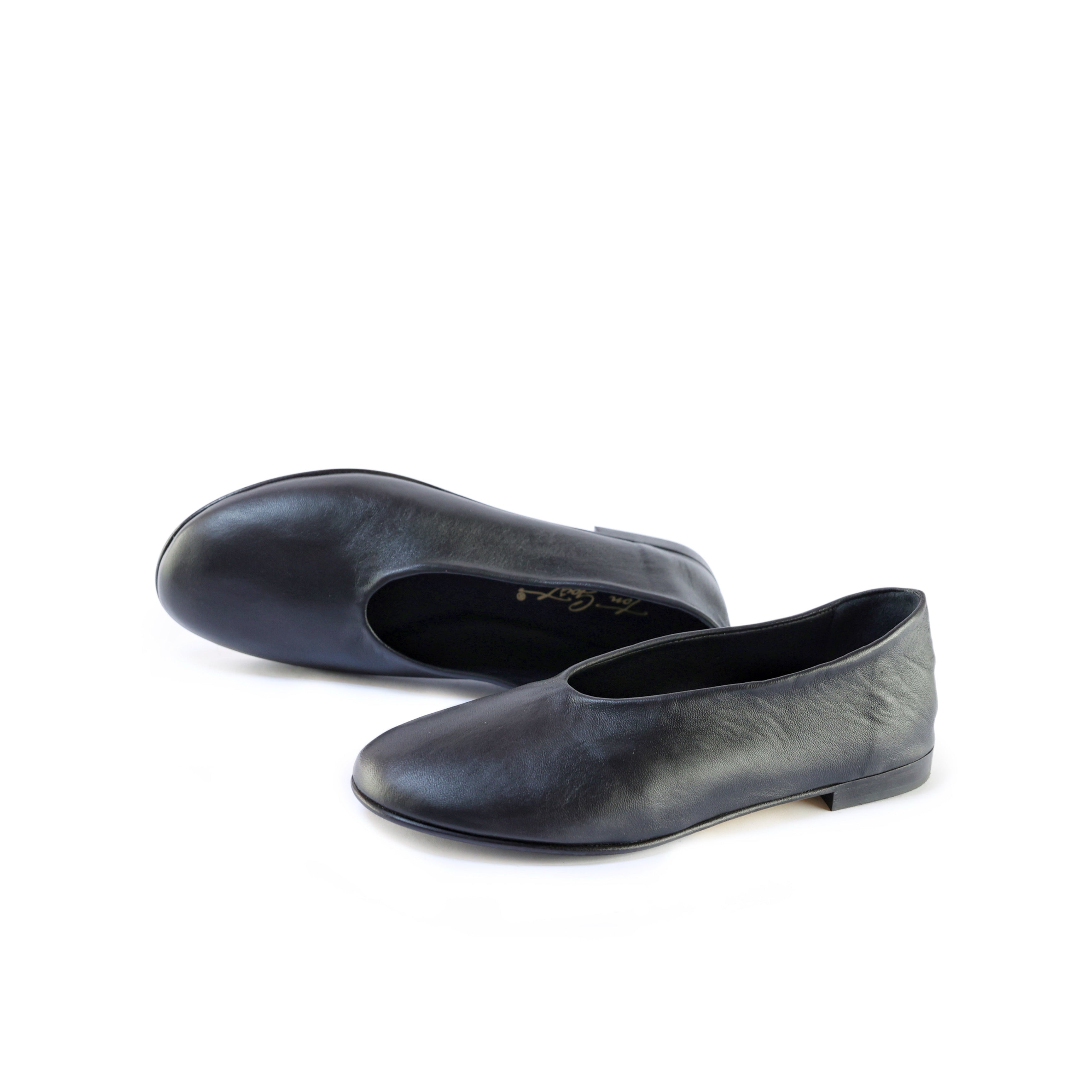 Ton Goût Lau ballerine pelle nera tacco basso