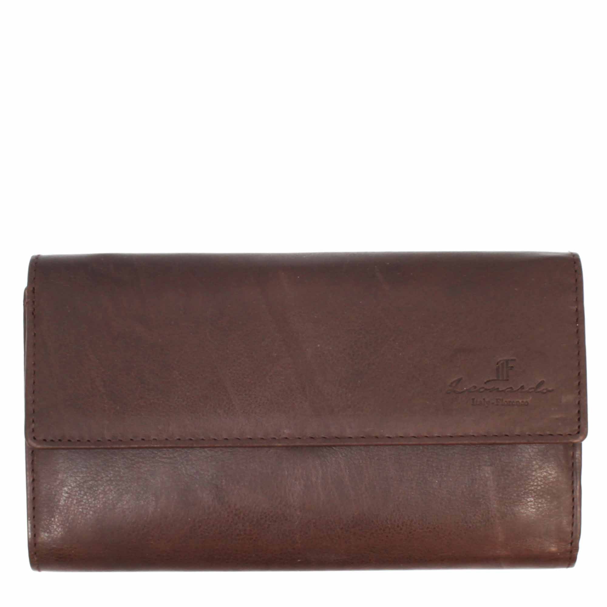 Leonardo Shoes portafoglio nappa turchese 19 cm