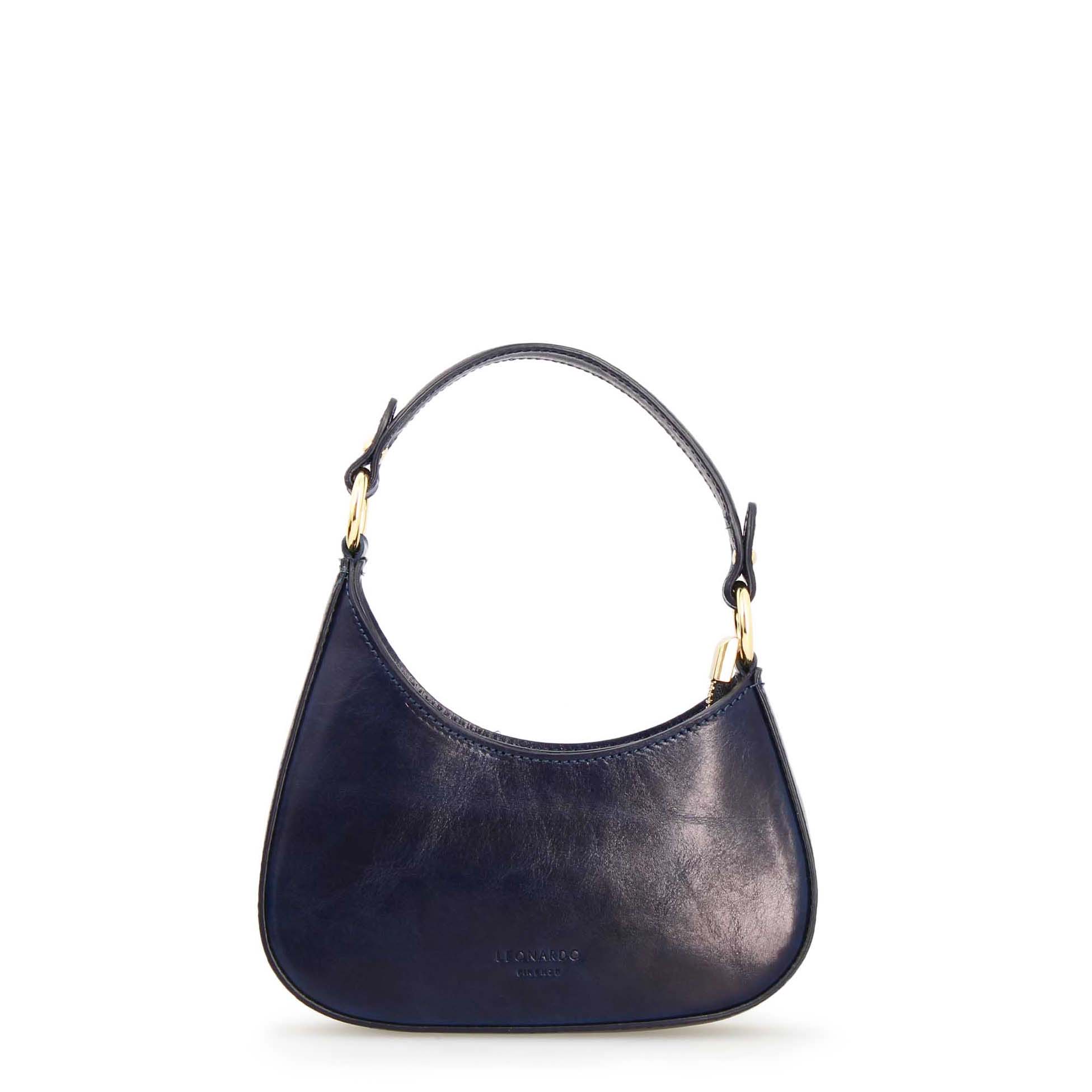 Leonardo Isotta S mini borsa mezzaluna pelle blu