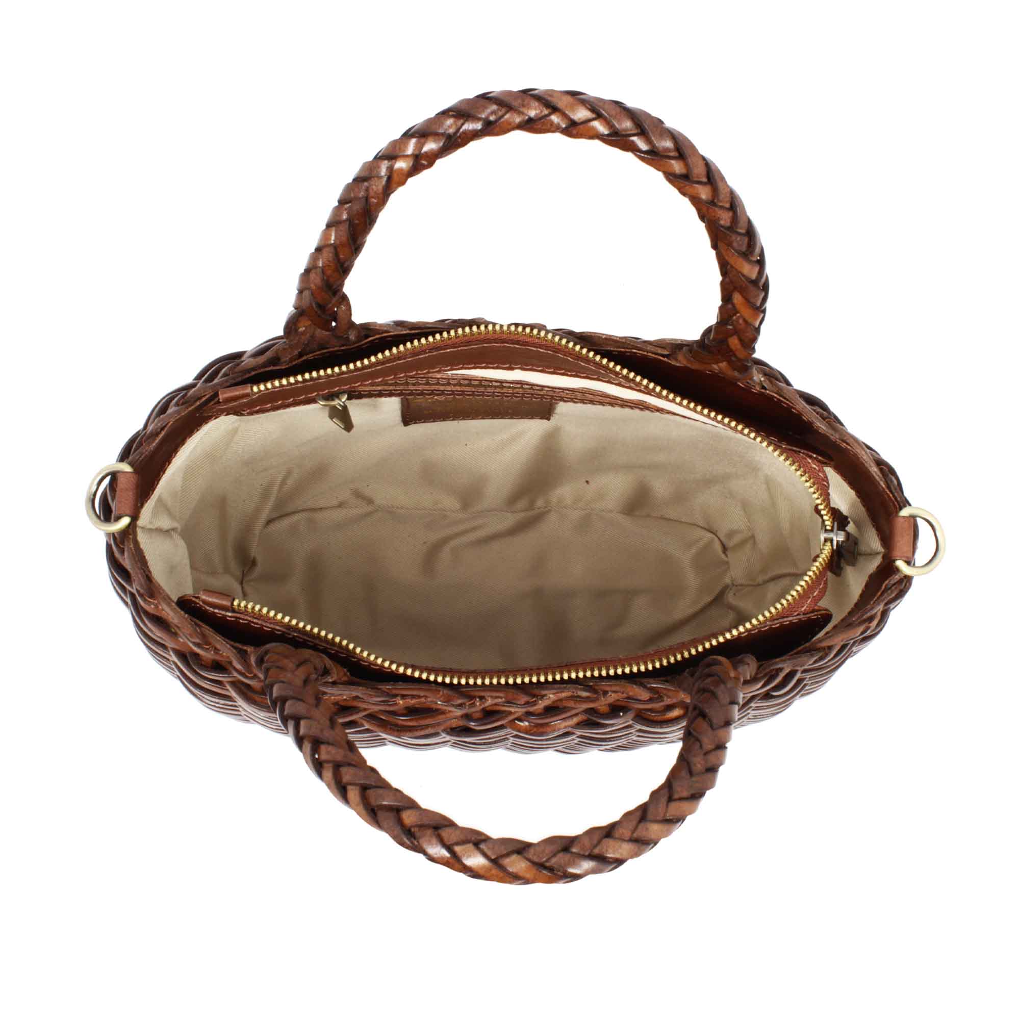 Leonardo Shoes Canestra XL Borsa Donna Pelle Marrone