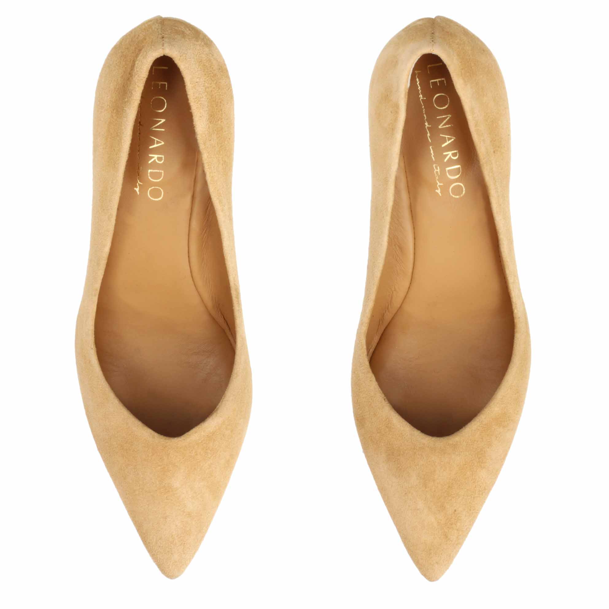 Leonardo Shoes Décolleté Donna Camoscio Beige Tacco 5