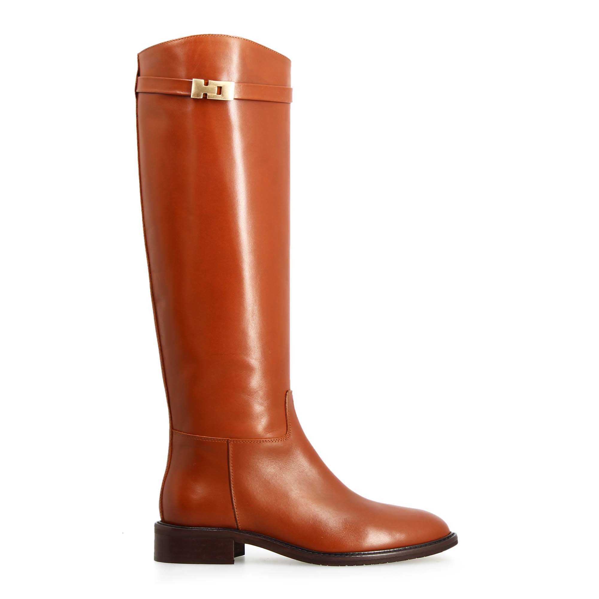 Leonardo Shoes Caracalla Stivale Donna Pelle Marrone Fibbia