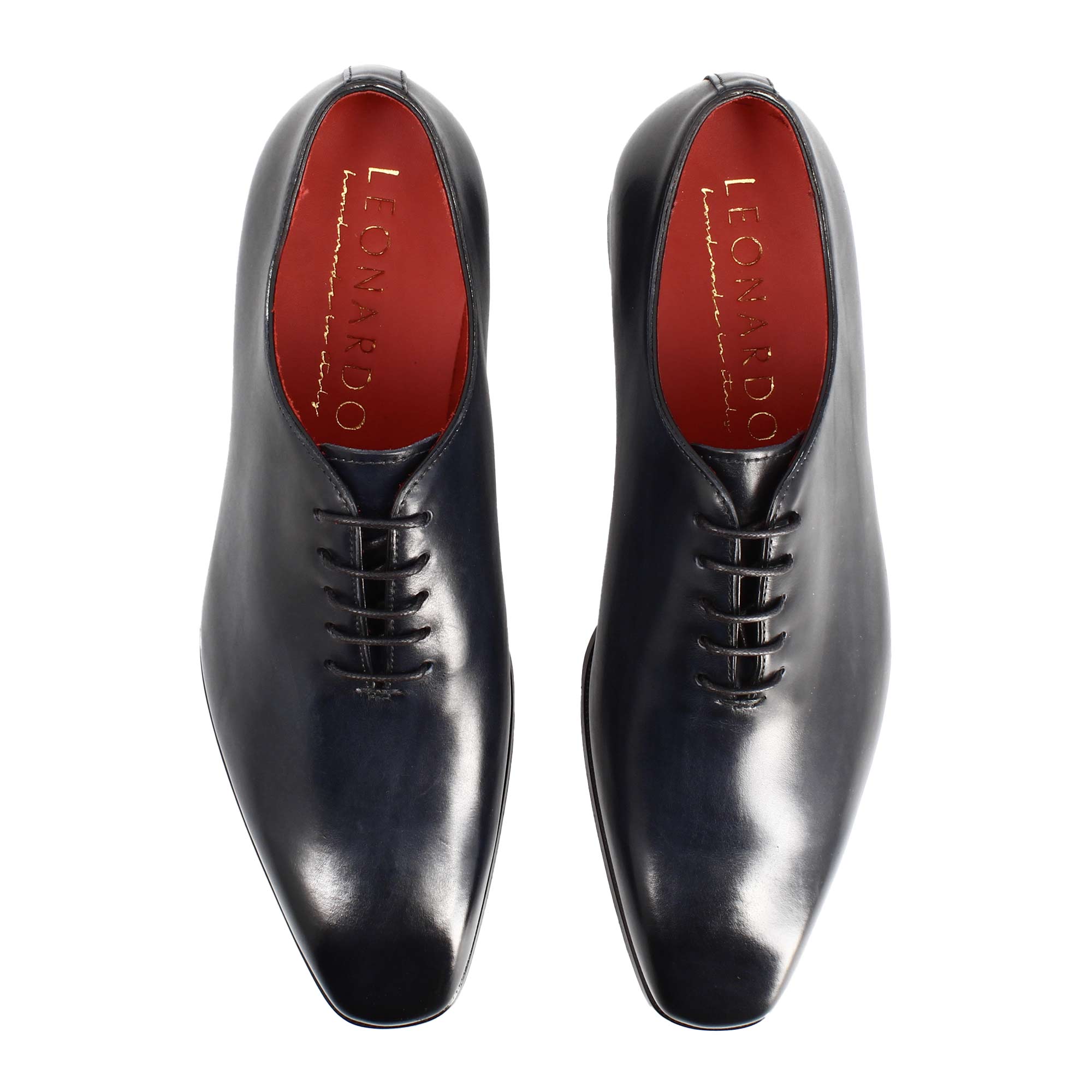 Leonardo Shoes Wholecut Francesine Uomo Pelle Blu