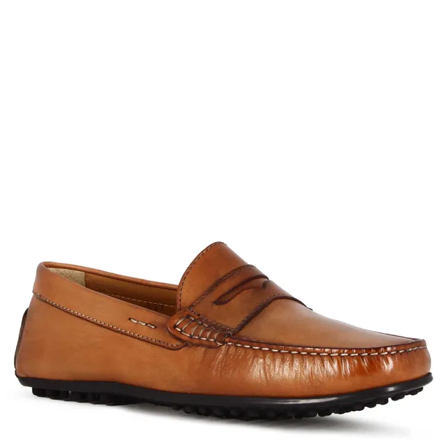 Leonardo Shoes Mocassini Uomo Pelle Marrone Suola Gomma Casual