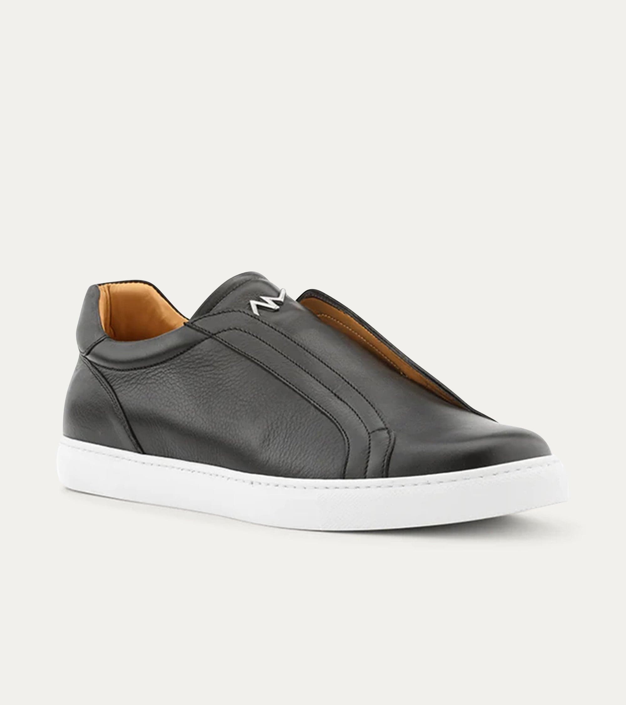 Ace Marks Saint Elastic Slip On sneakers pelle nero suola bianca