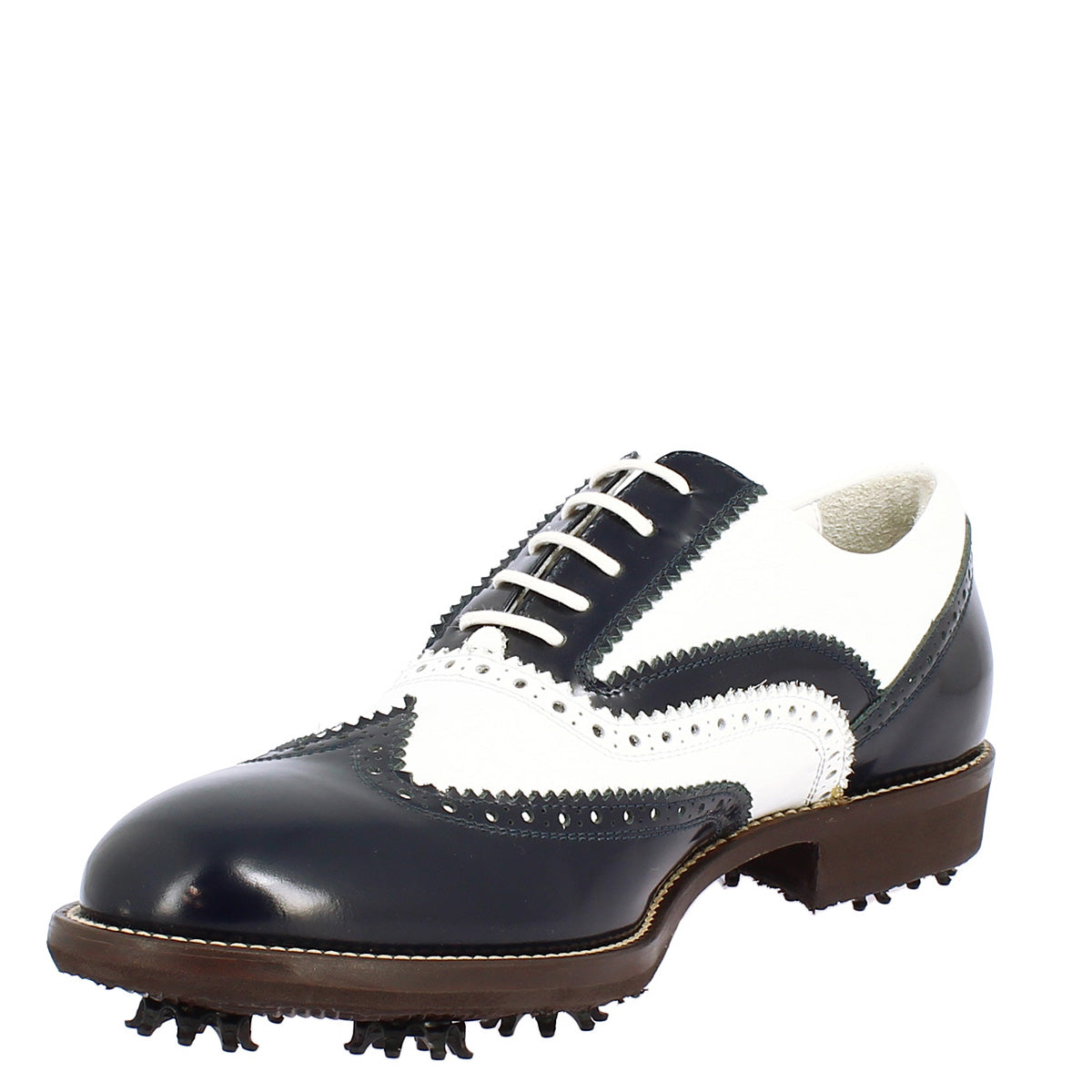 Leonardo Shoes Golf scarpe da golf bianco blu pelle pieno fiore