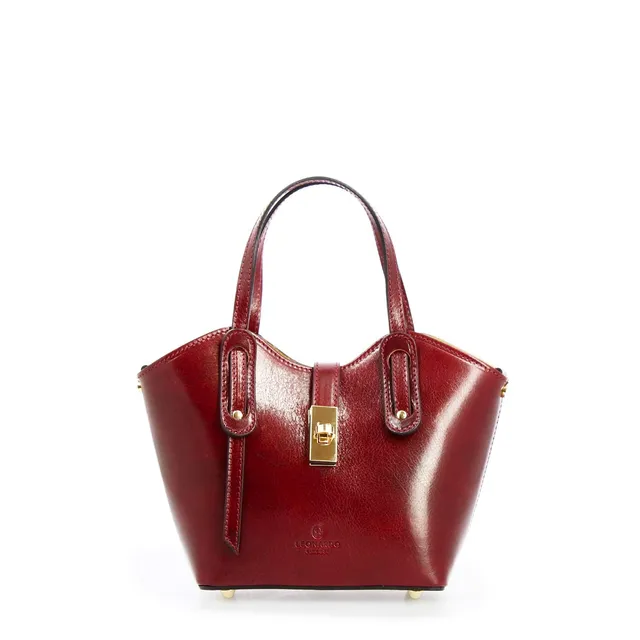 Leonardo Shoes Lisa Borsa Mano Pelle Bordeaux Secchiello