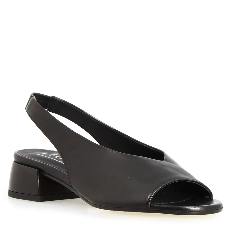 Leonardo Shoes Elettra sandalo nero pelle tacco 5 cm