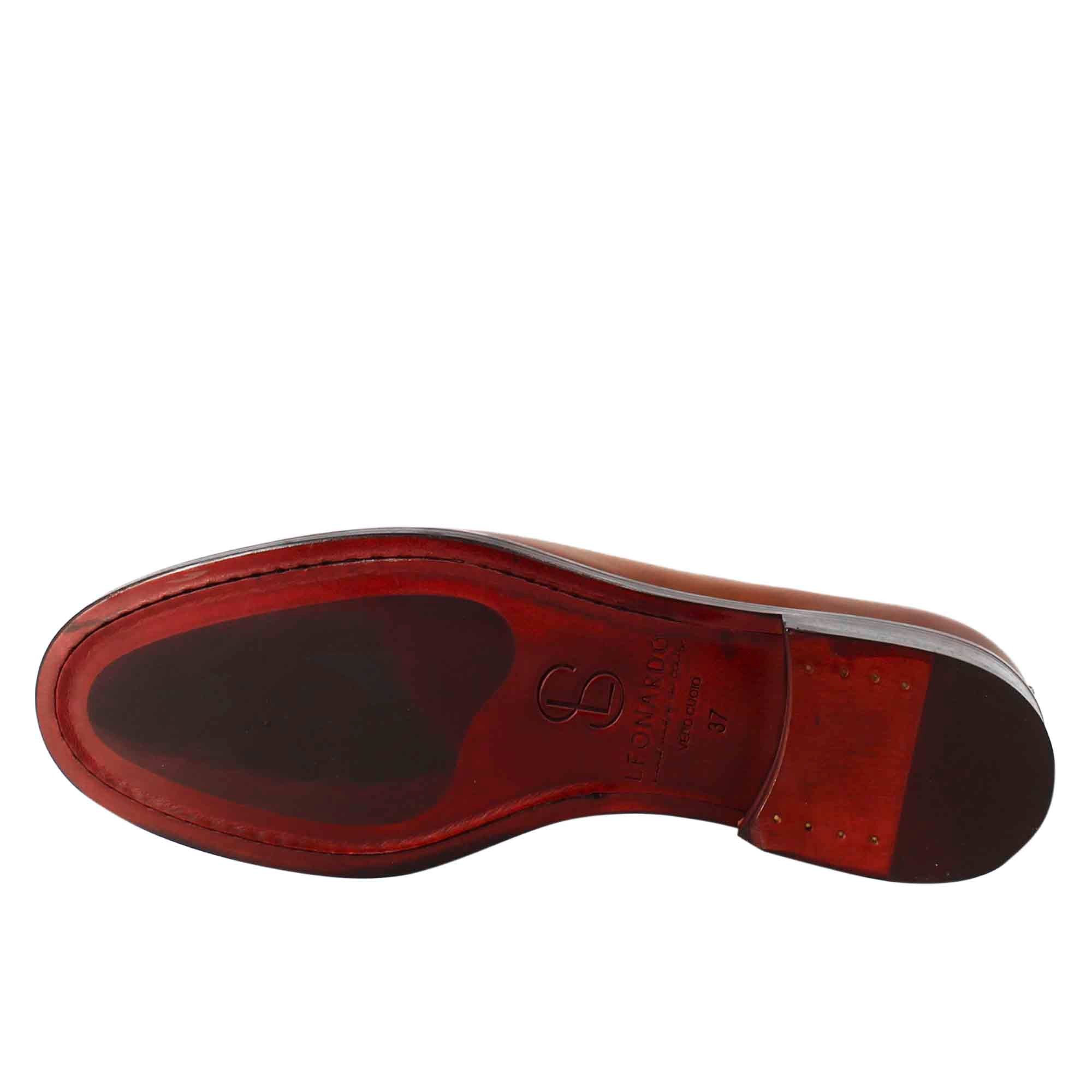 Leonardo Shoes Derby stringate donna pelle marrone chiaro cuoio