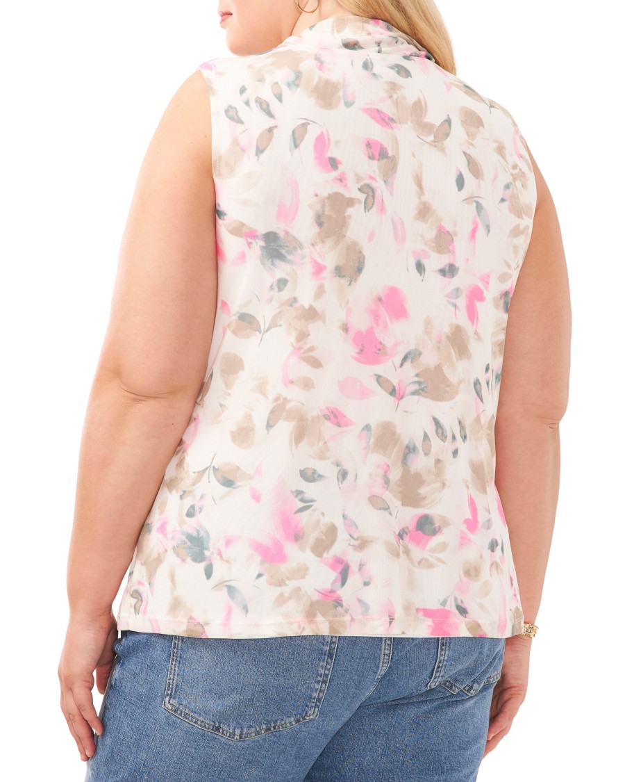 Vince Camuto top rete petali collo alto taglie forti
