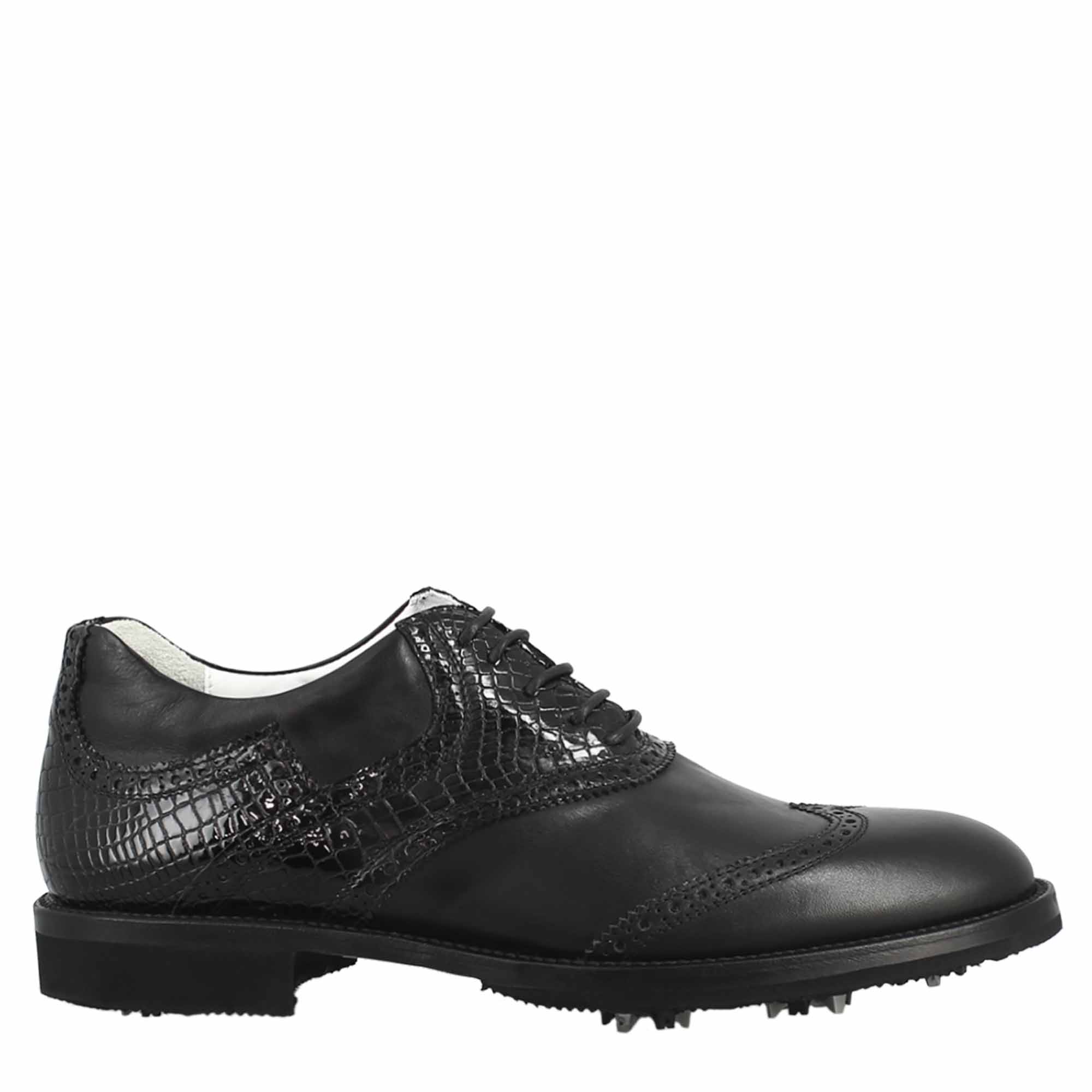 Leonardo Shoes Golf Calzature scarpe da golf pelle nero