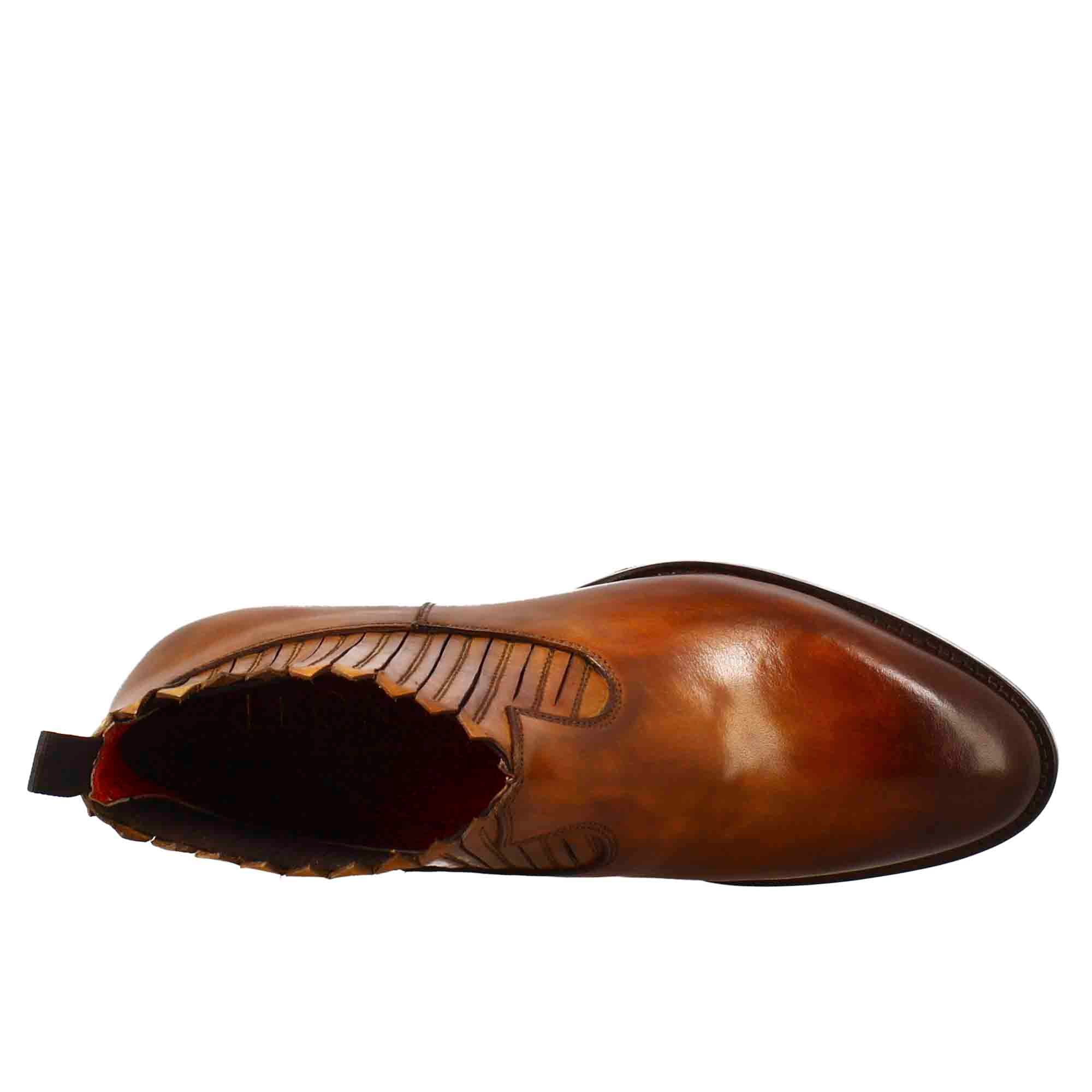 Leonardo Shoes Stivali Donna stivaletti marrone chiaro pelle