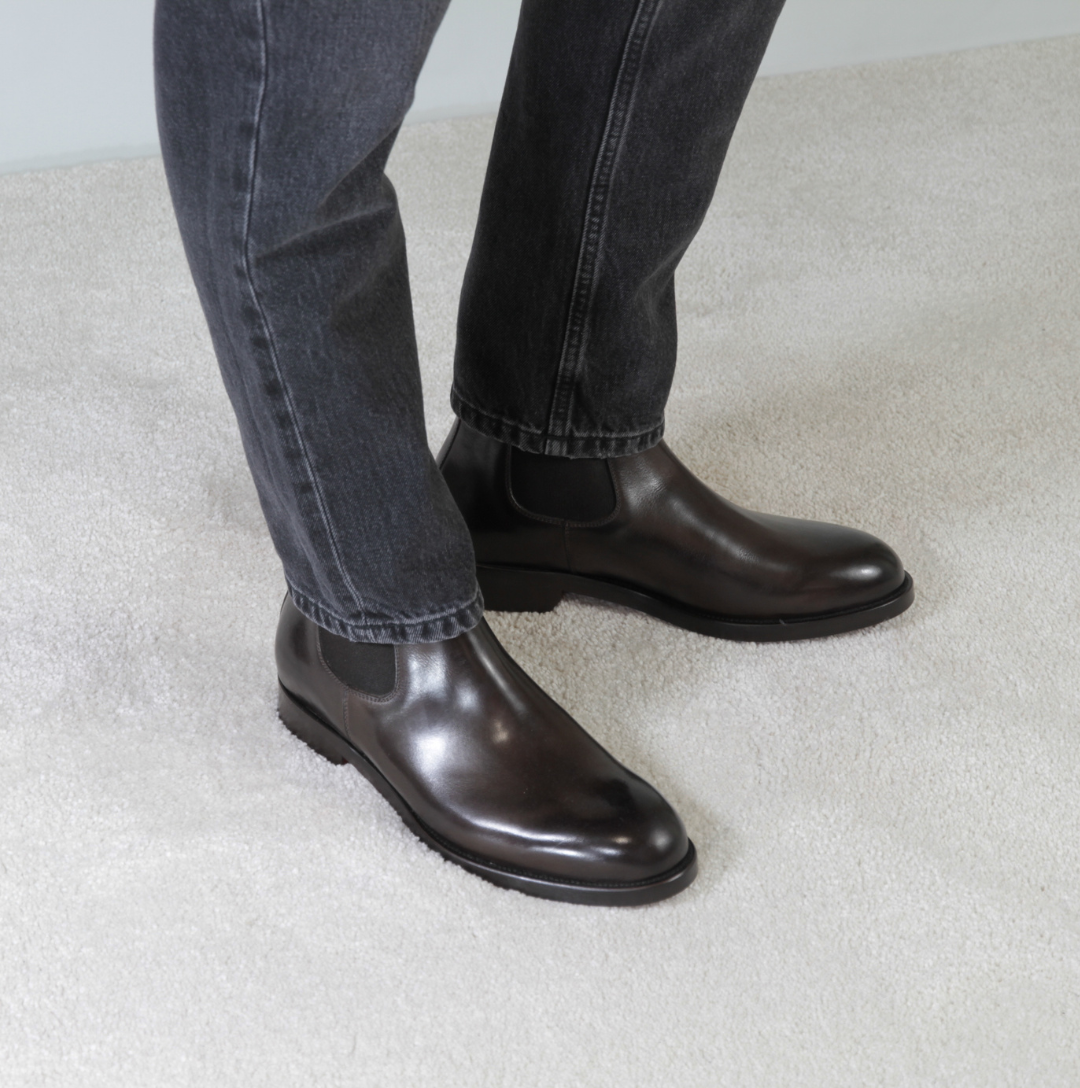 Leonardo Shoes chelsea stivaletti uomo marrone scuro