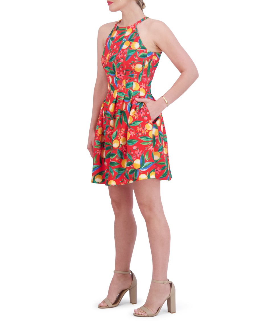 Vince Camuto Abito Corto Stampato Cut-Out Svasato