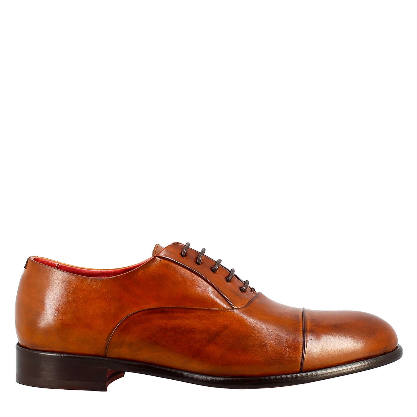 Leonardo Shoes Francesine Uomo Oxford Marrone Pelle Suola Cuoio