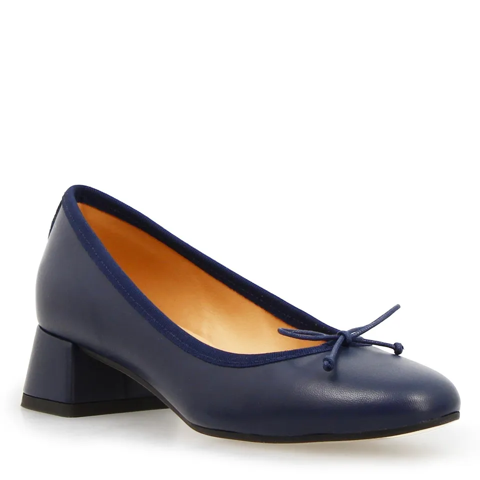 Leonardo Shoes Flaminia F Blu ballerine pelle tacco 4 cm