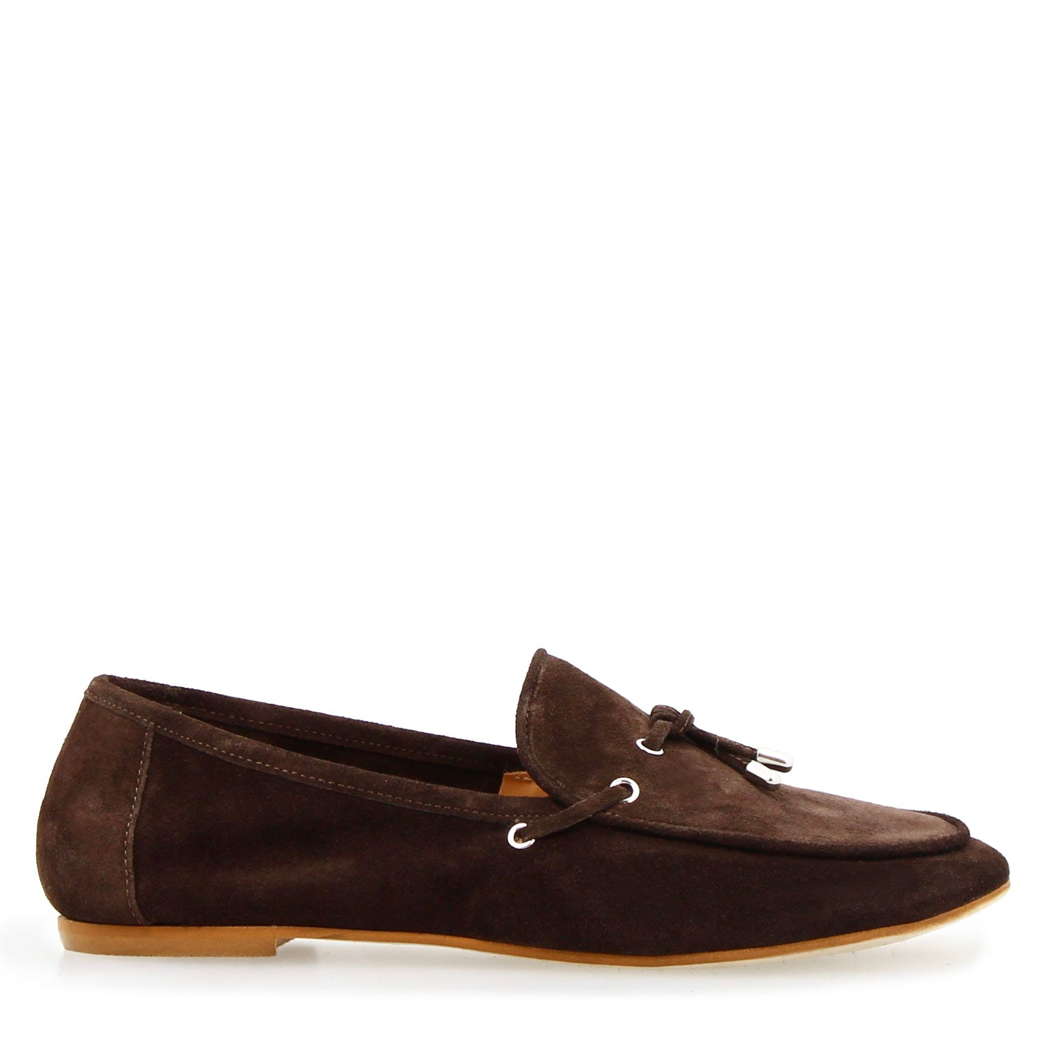 Leonardo Shoes Arsilia Mocassini Donna Camoscio Marrone Scuro
