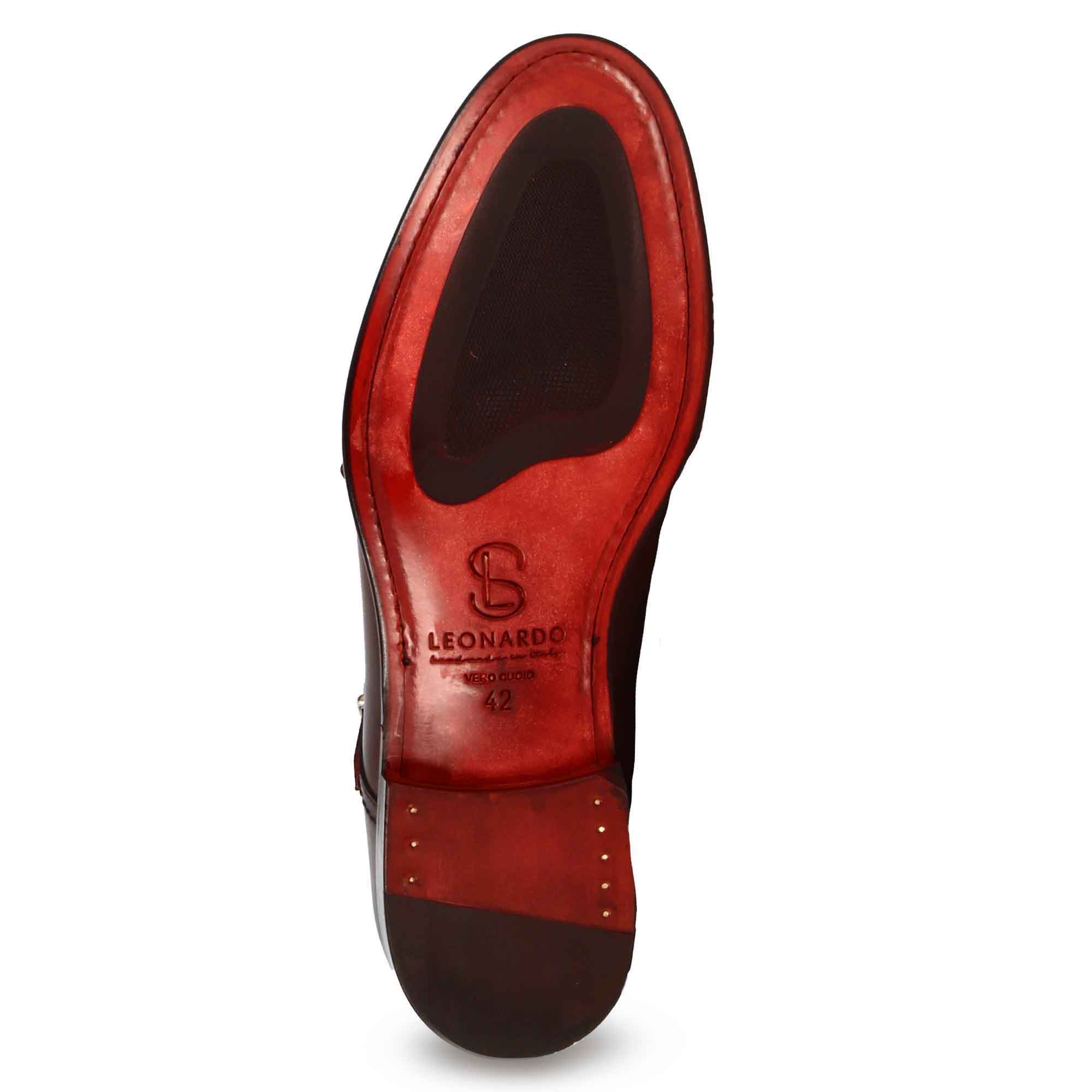 Leonardo Shoes francesine uomo doppia fibbia marrone