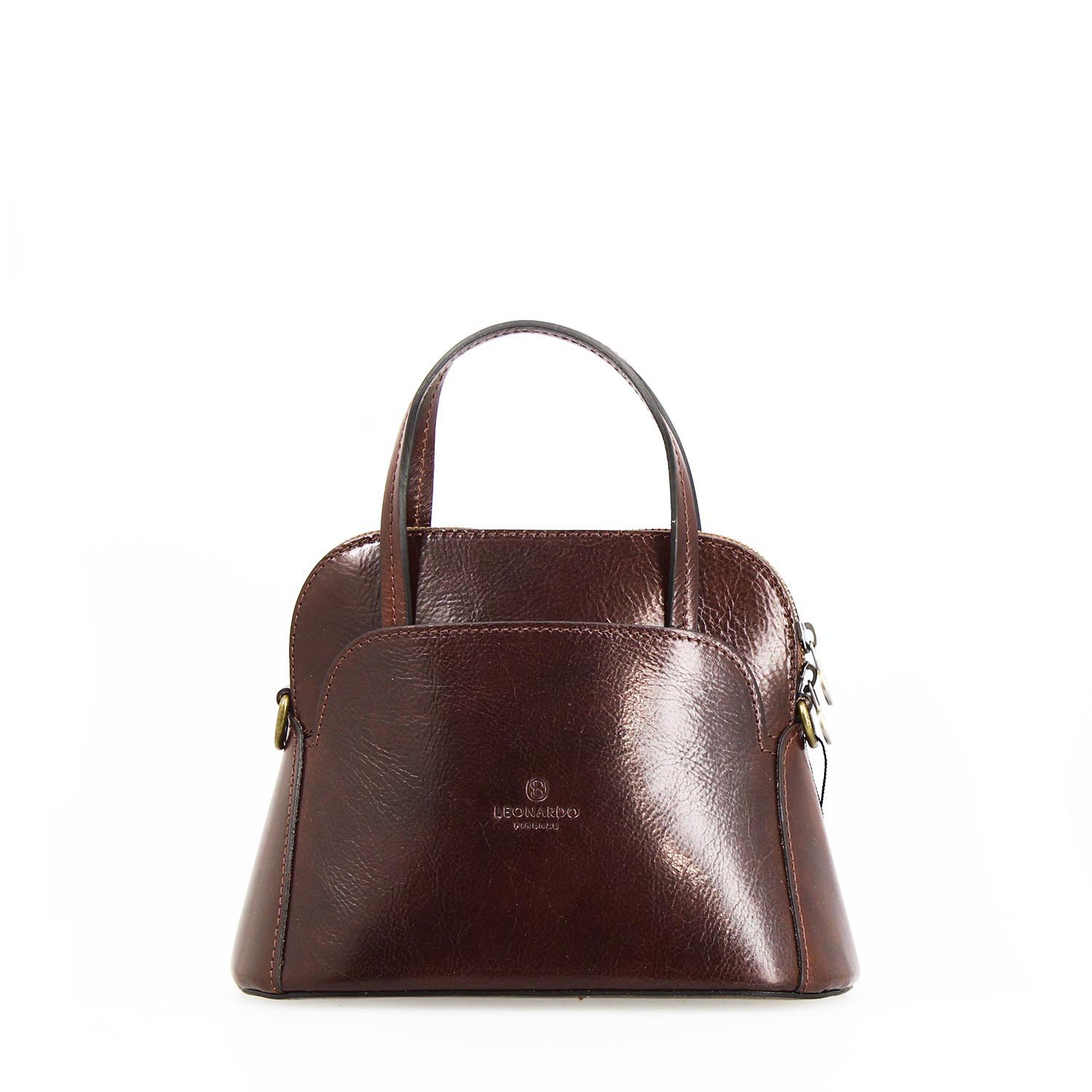 Leonardo Shoes Livia borsa pelle marrone scuro cupola