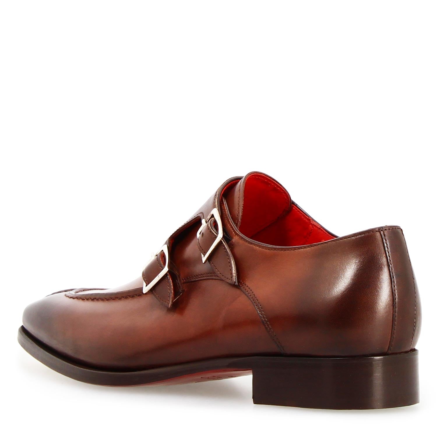 Leonardo Shoes Orazio Francesine Uomo Pelle Marrone Doppia Fibbia