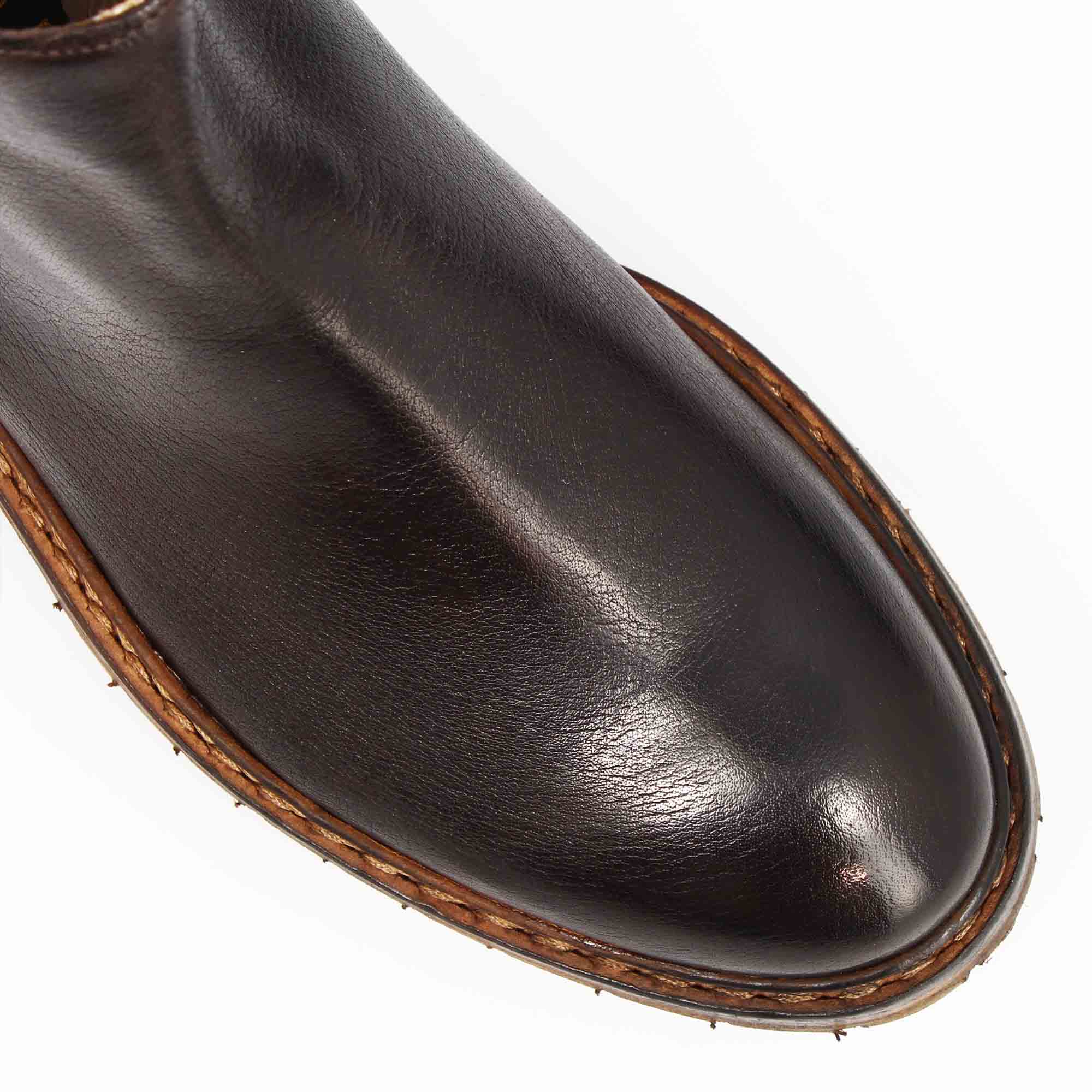 Leonardo Shoes Enea Stivaletti Uomo Marrone Scuro Zip