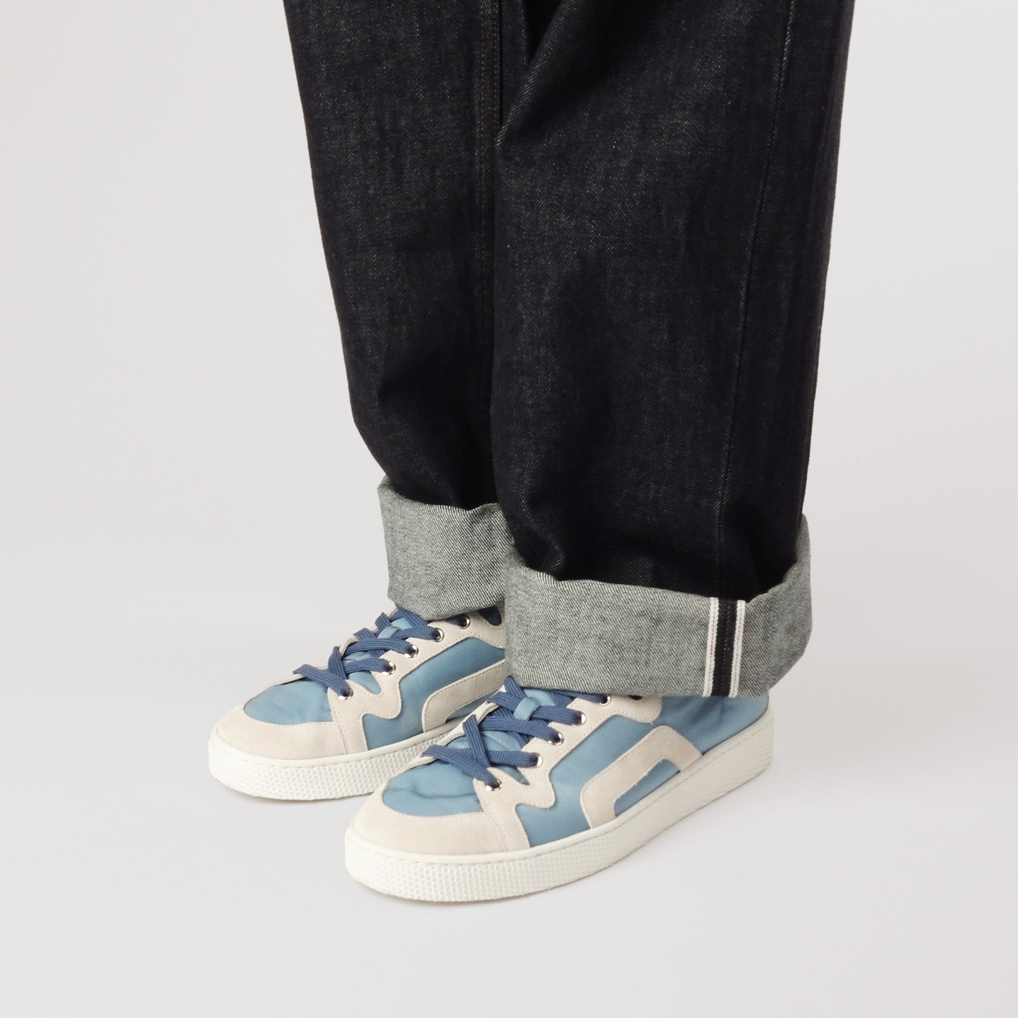 Pierre Hardy Alpha sneakers uomo blu pelle suola bianca