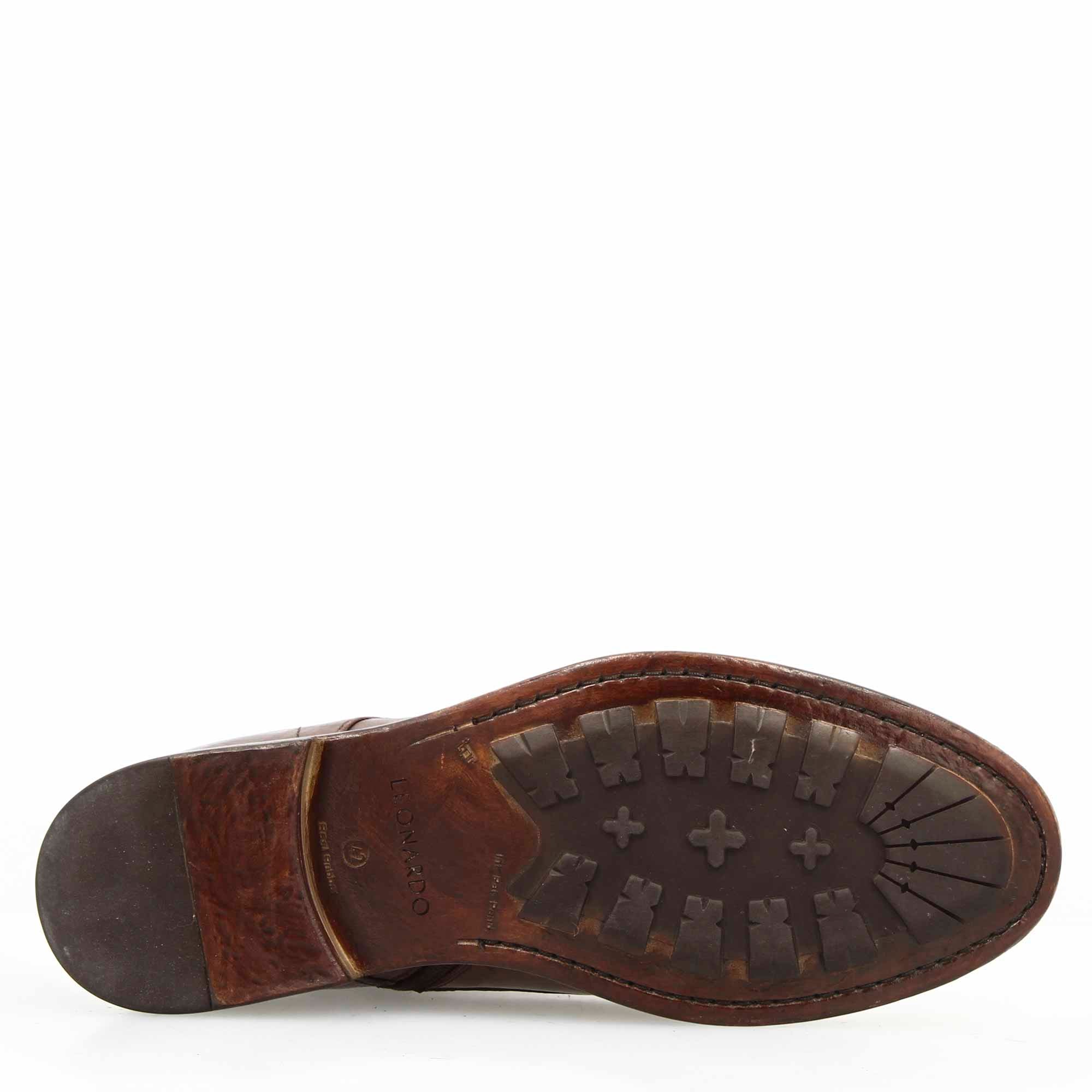 Leonardo Shoes Cesare stivaletti uomo pelle marrone scuro 43