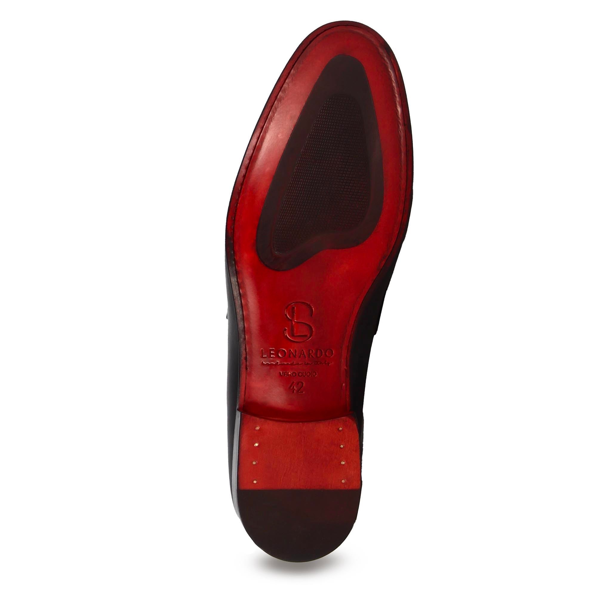 Leonardo Shoes Mocassino Uomo Pelle Nero Classico Cuoio