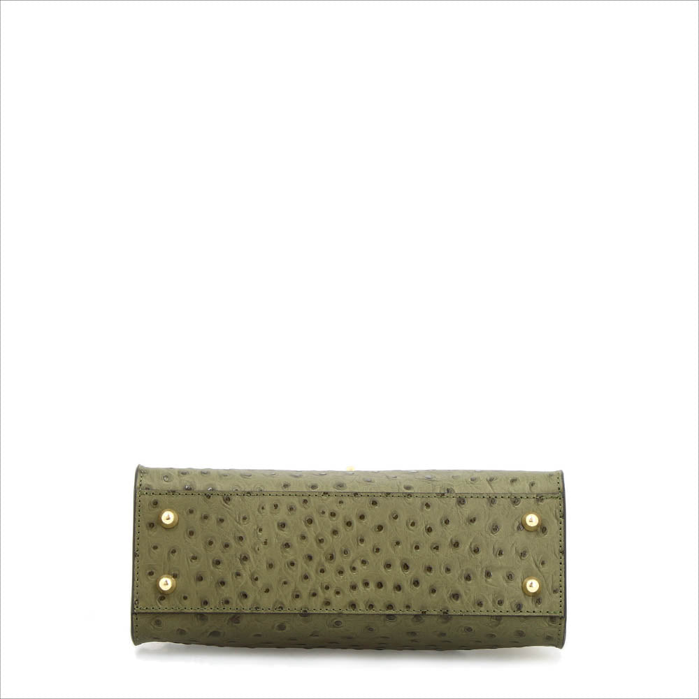 Leonardo Shoes Rosetta M borsa donna verde stampa struzzo