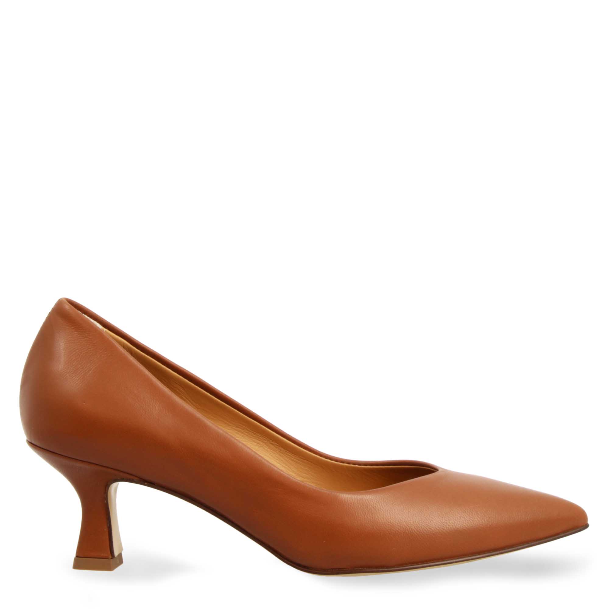 Leonardo Shoes Décolleté donna pelle marrone tacco 5 cm