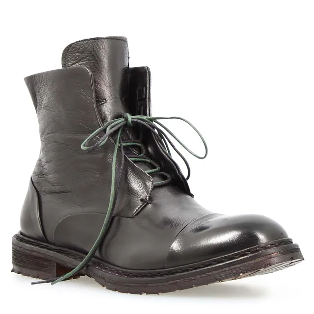 Leonardo Shoes Febo stivaletto uomo pelle nera zip