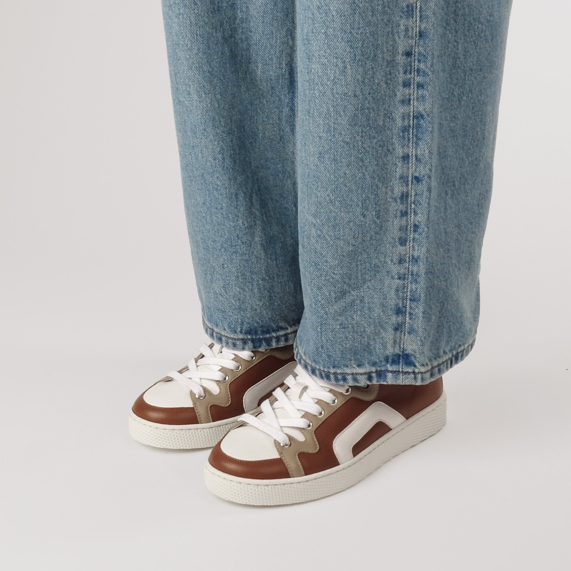 Pierre Hardy Alpha Sneakers Donna Marrone Pelle 38 Suola Bianca