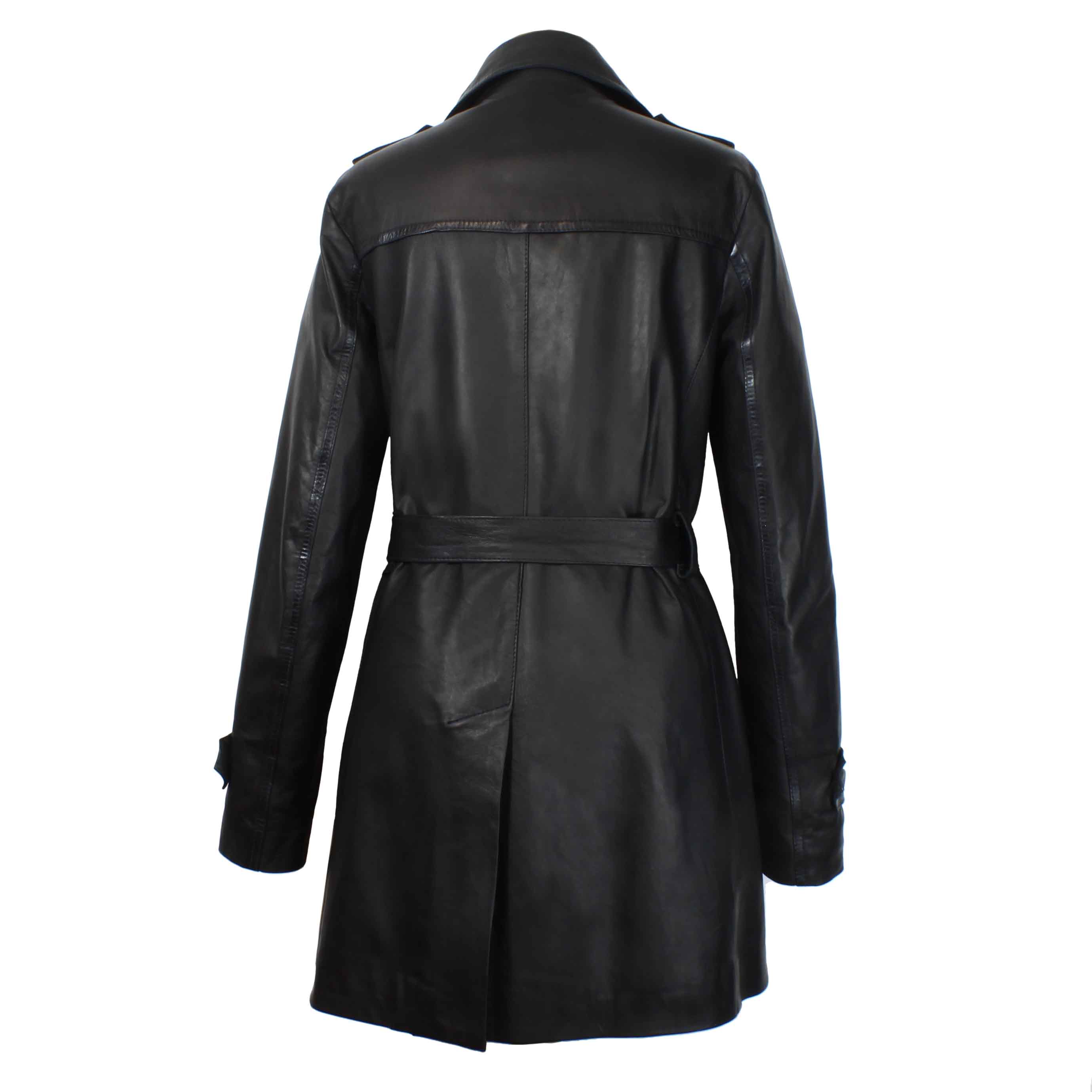 Leonardo Shoes Giacca Trench Donna Nero in Pelle