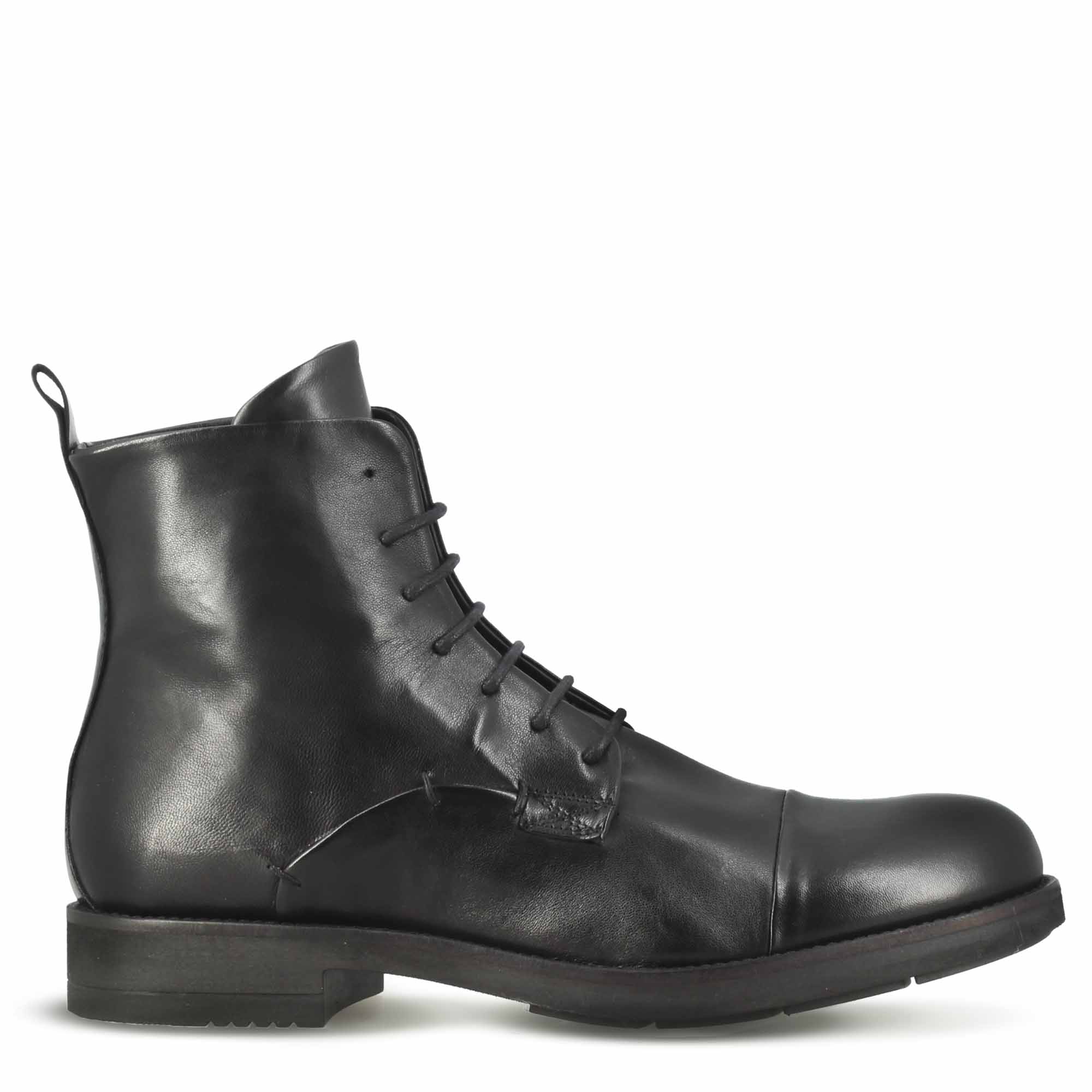 Leonardo Shoes Stivaletti Uomo Pelle Nero Vintage Caviglia