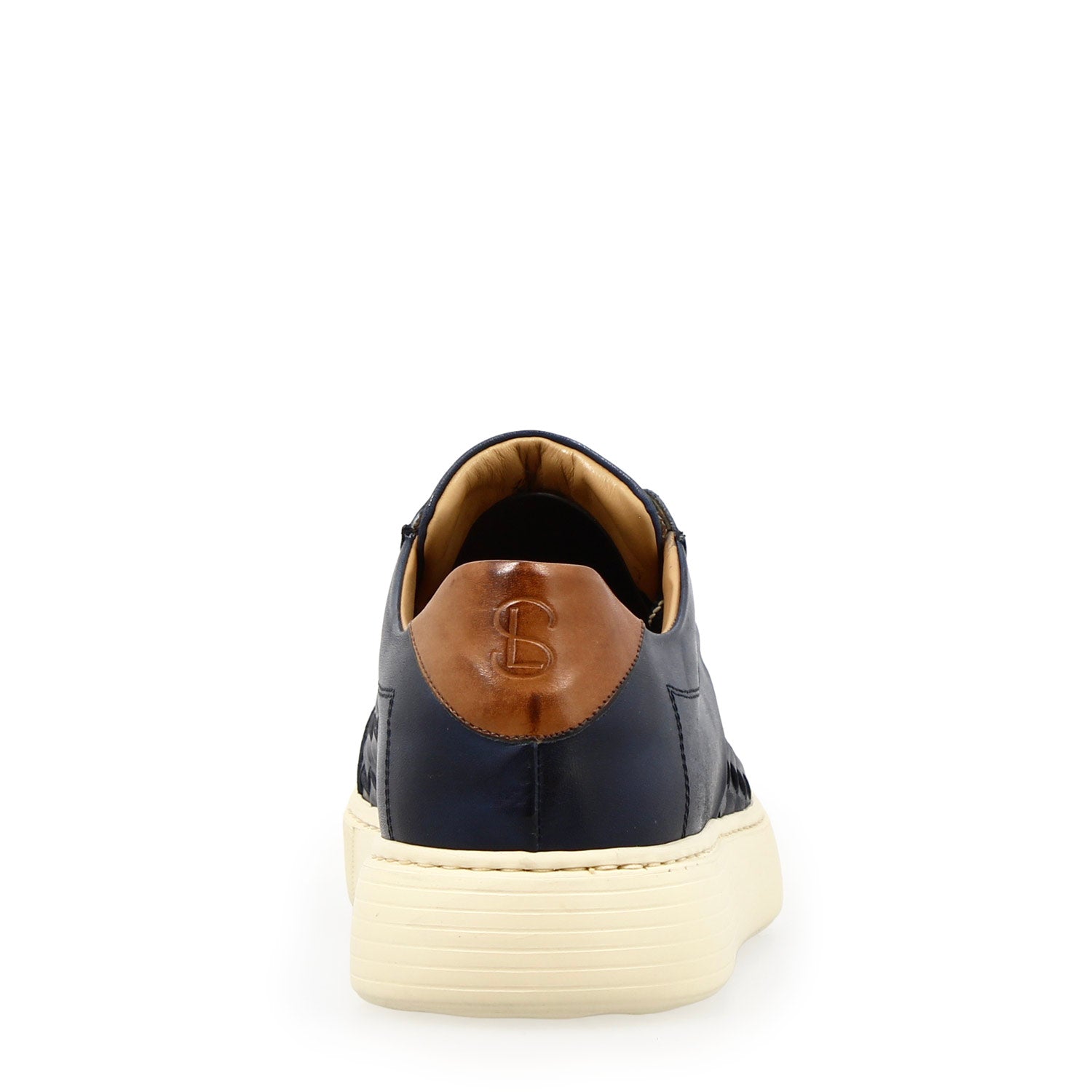 Leonardo Shoes Caronte sneakers uomo blu intrecciata pelle