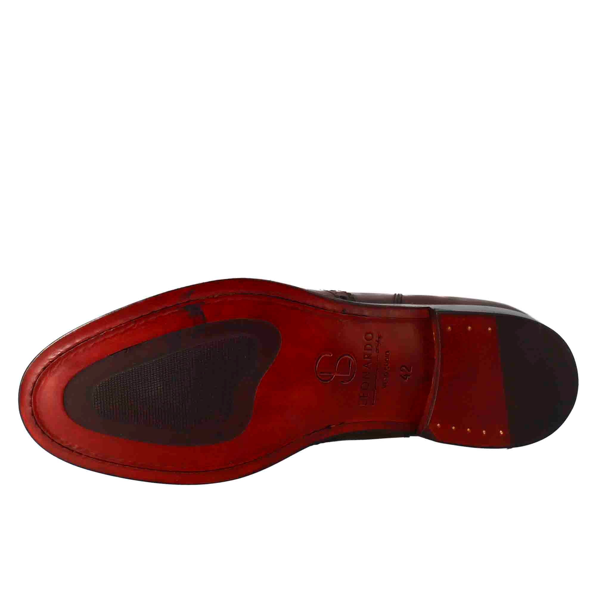 Leonardo Shoes Stivaletti uomo chelsea brogue pelle marrone