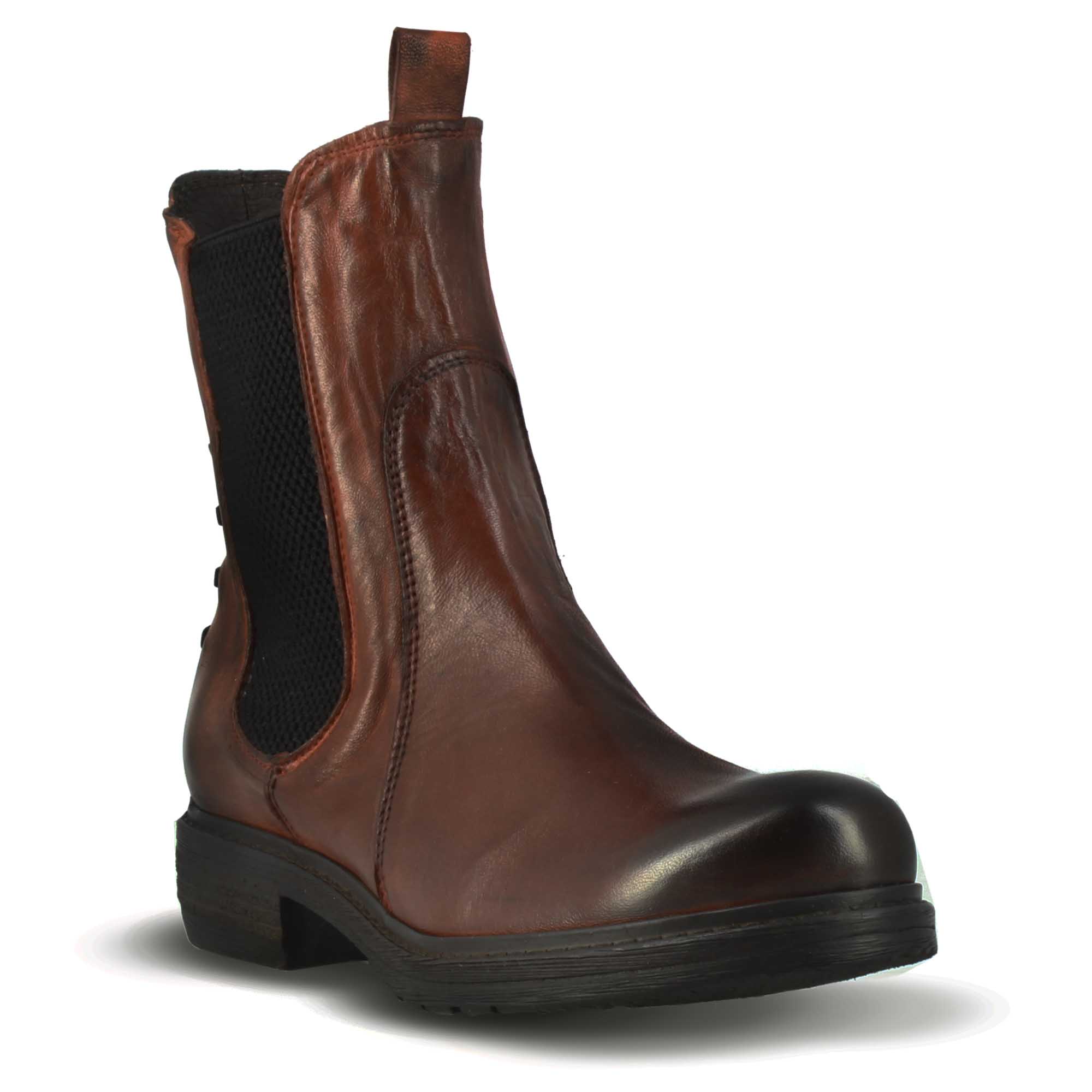 Leonardo Shoes Stivali Donna BF-30 Stivaletto Pelle Marrone Vintage