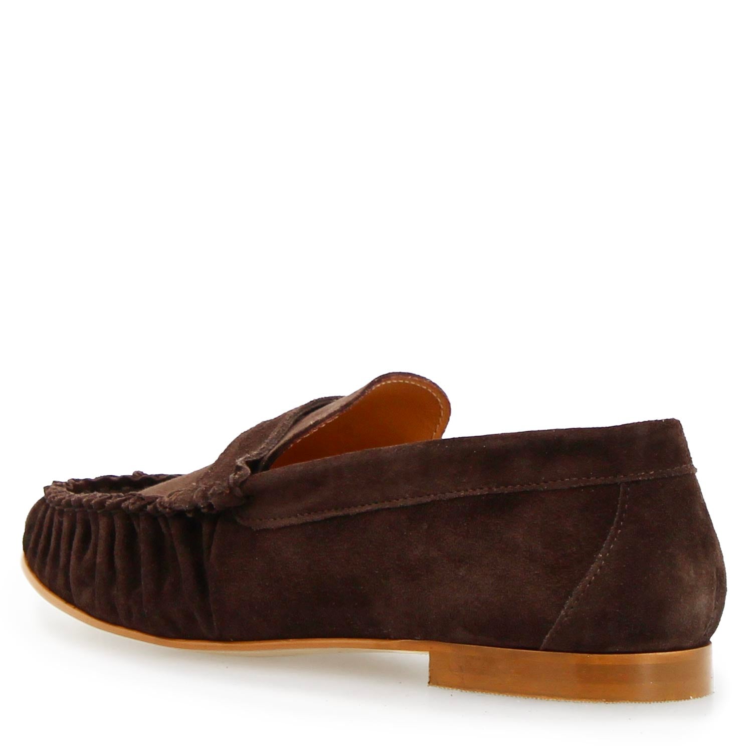 Leonardo Shoes Moka mocassino donna marrone scuro camoscio