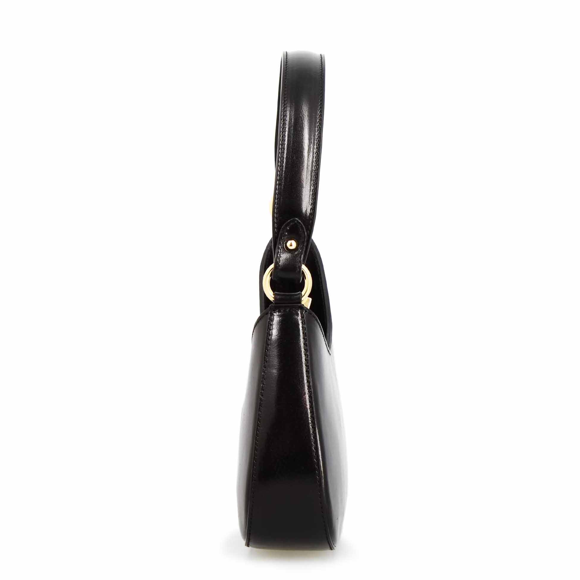 Leonardo Shoes Isotta M Borsa Mezzaluna Pelle Nero Cerniera