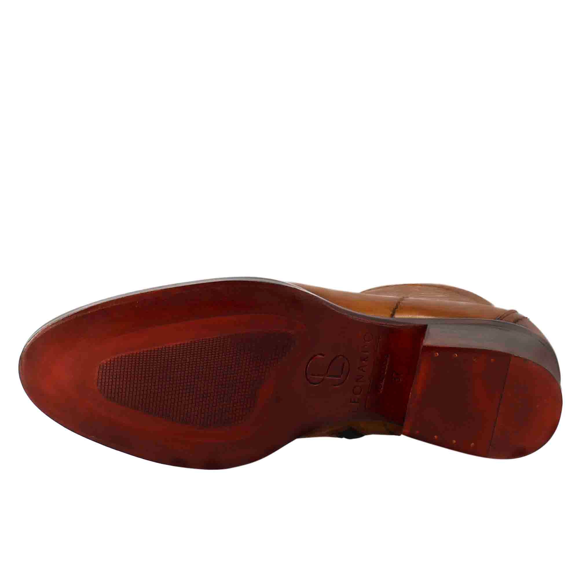 Leonardo Shoes Stivali Donna stivaletto marrone chiaro tacco medio