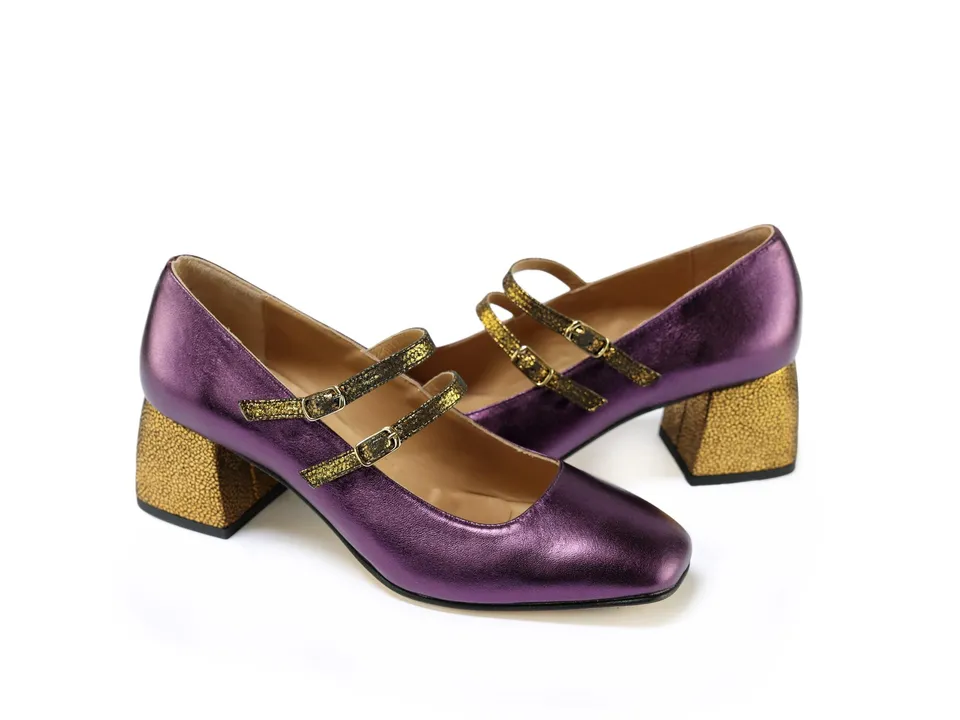 Ton Goût Gita décolleté donna viola oro tacco 5 cm