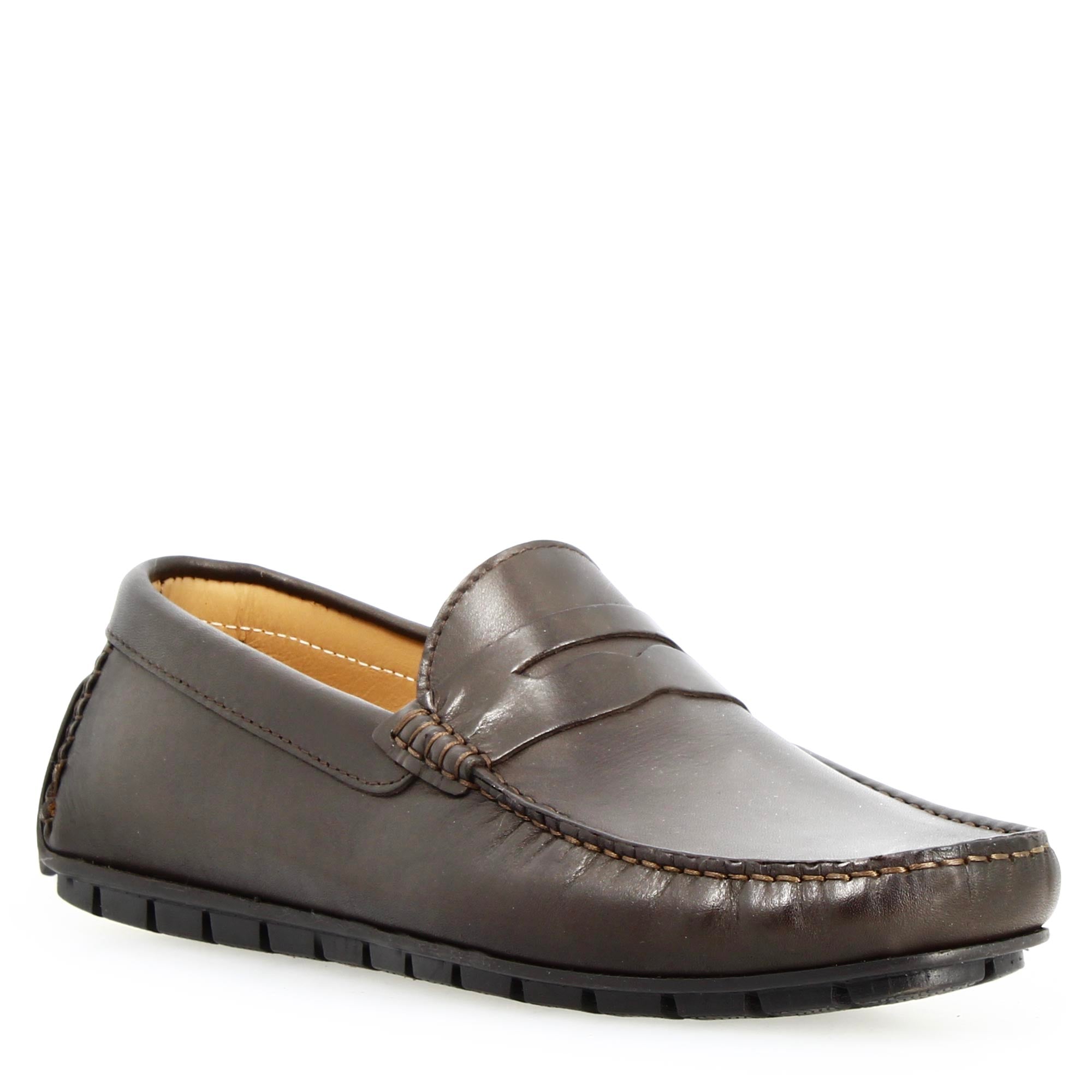 Leonardo Shoes Ulisse Mocassino Marrone Pelle Uomo