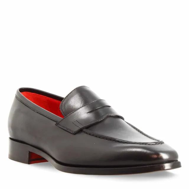 Leonardo Shoes Giotto Mocassini Uomo Nero Pelle Punta Quadrata