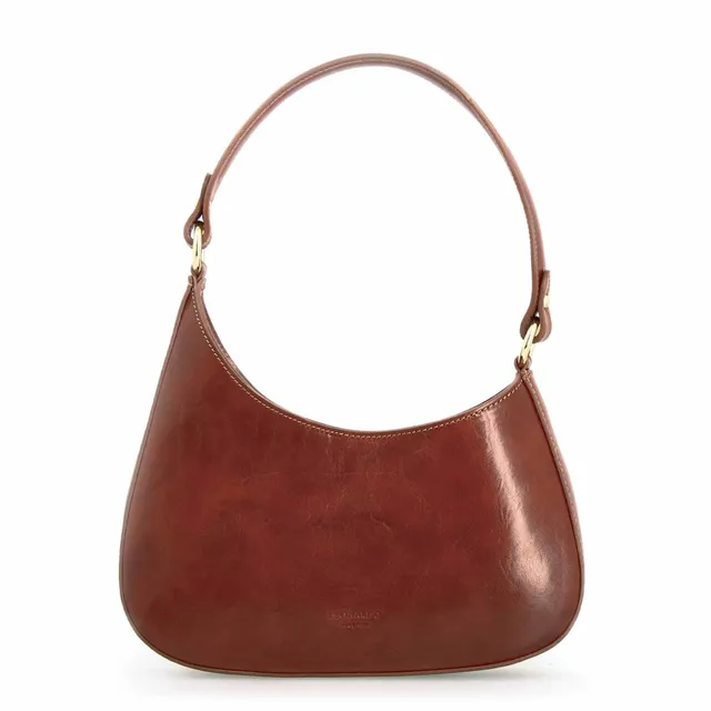 Leonardo Shoes Isotta M Borsa Donna Pelle Marrone Mezzaluna