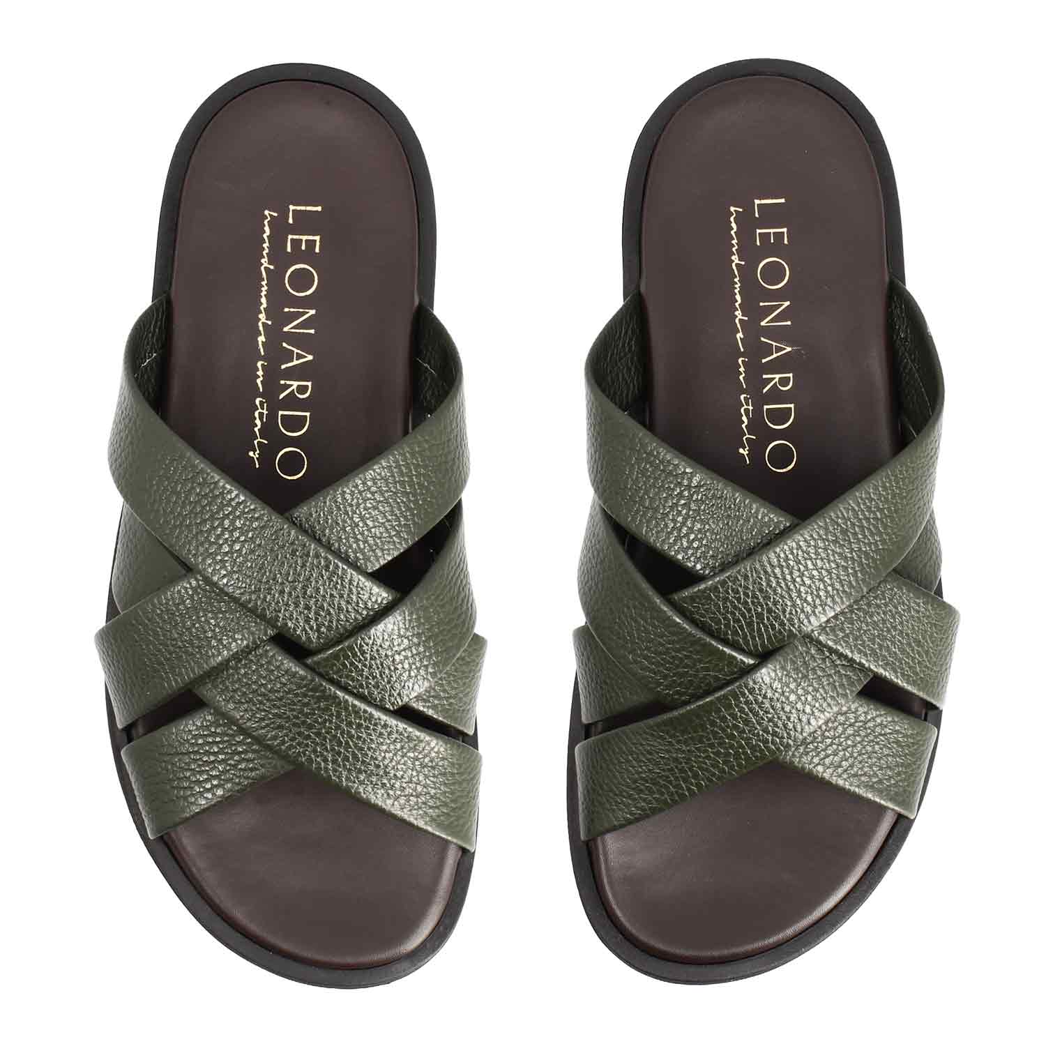 Leonardo Shoes Perseo sandali uomo pelle verde