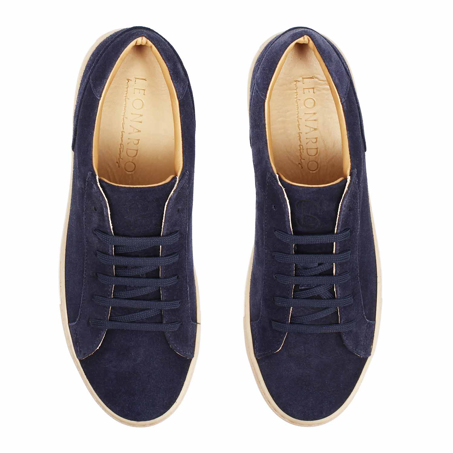 Leonardo Shoes Pitagora Sneakers Uomo Blu Camoscio