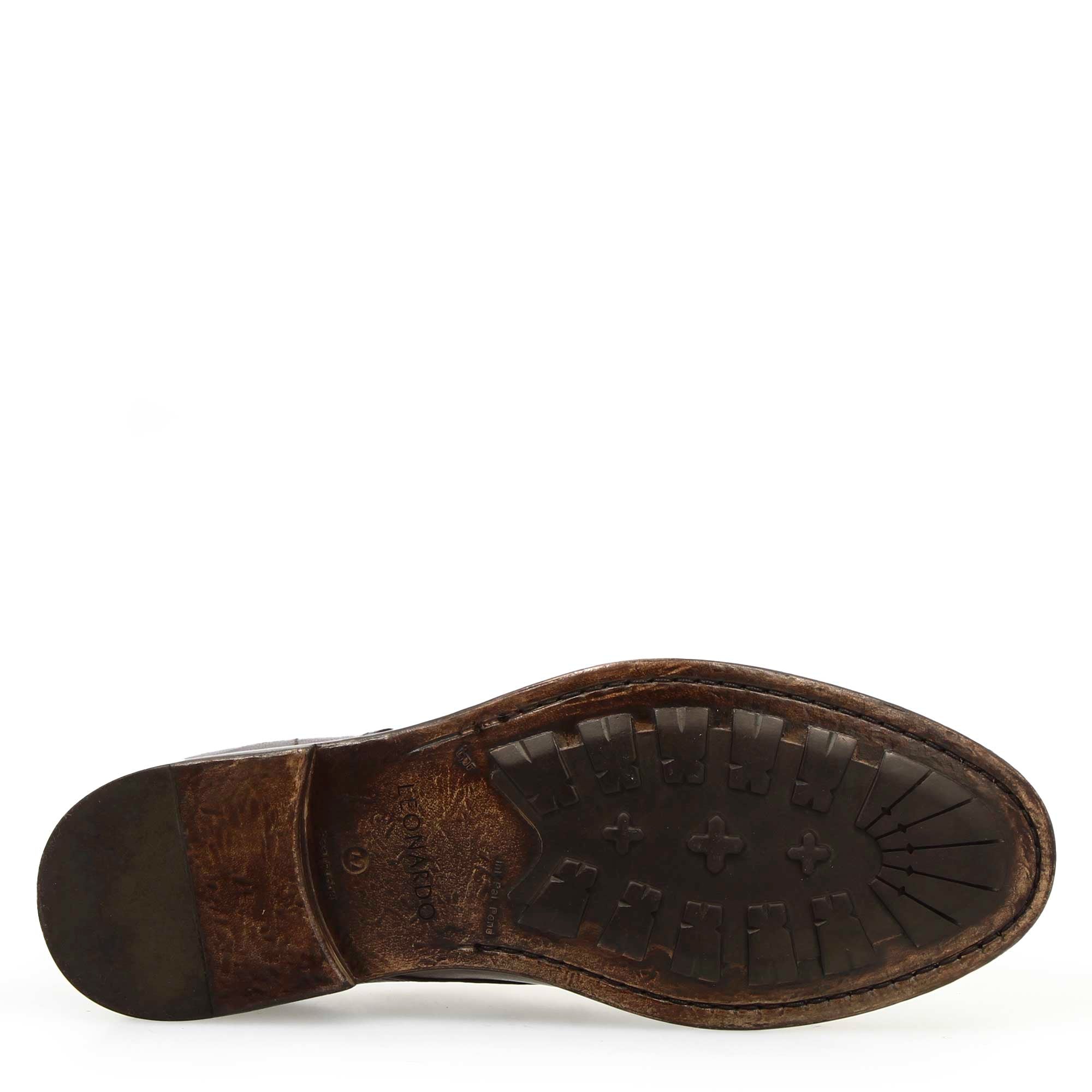 Leonardo Shoes Raffaello Derby Pelle Marrone Scuro