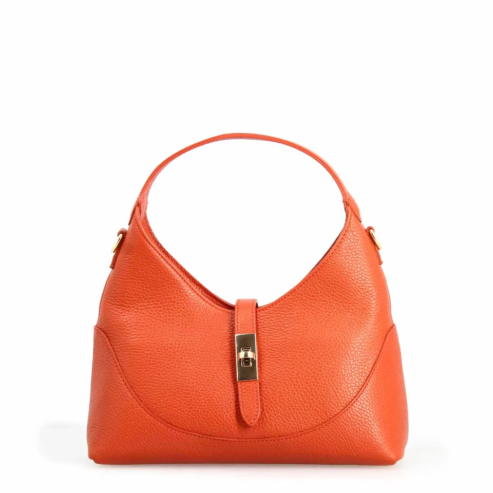 Leonardo Shoes Medusa Borsa Pelle Arancione Hobo