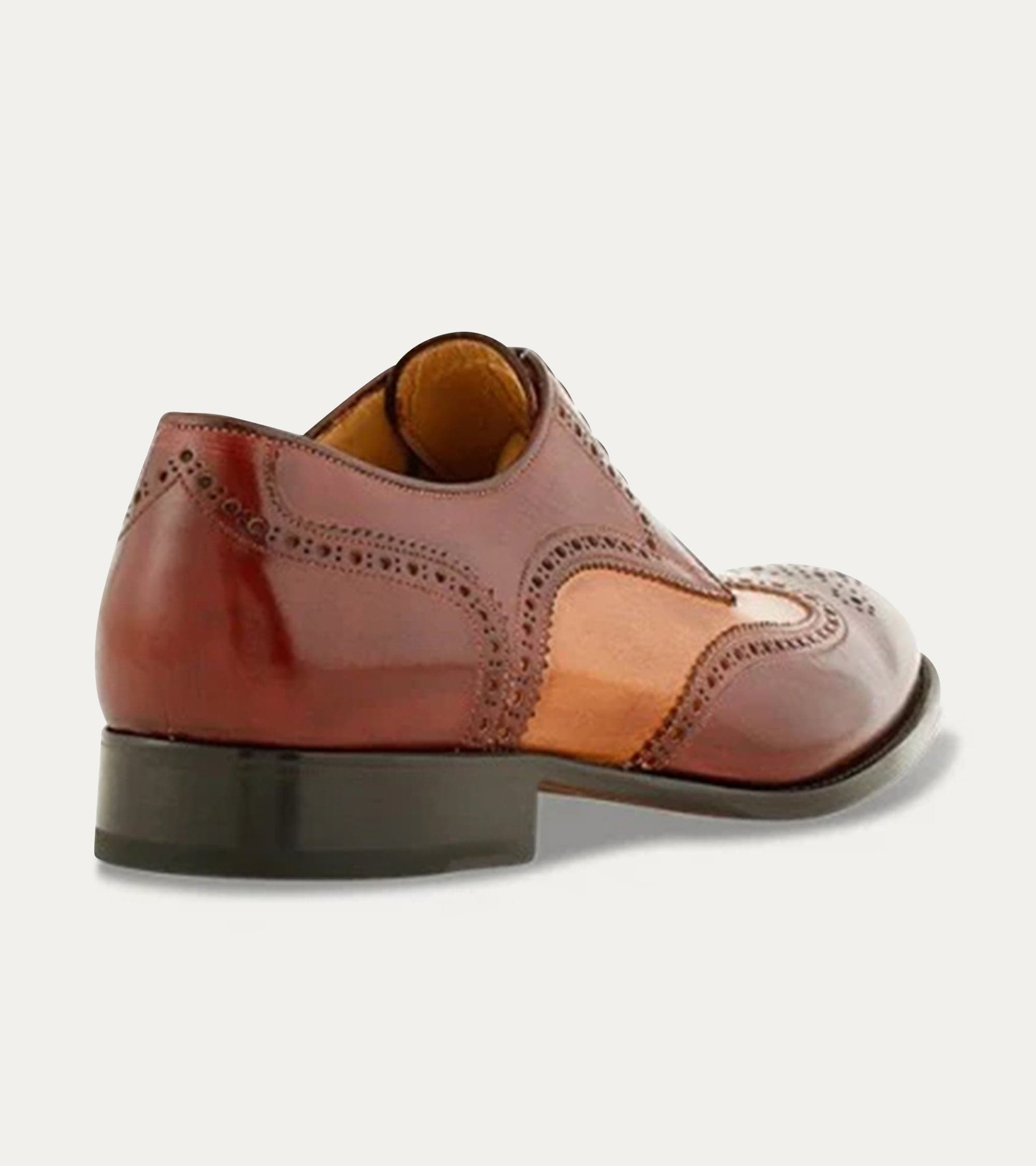 Ace Marks Vincent brogue uomo pelle bordeaux cuoio wingtip